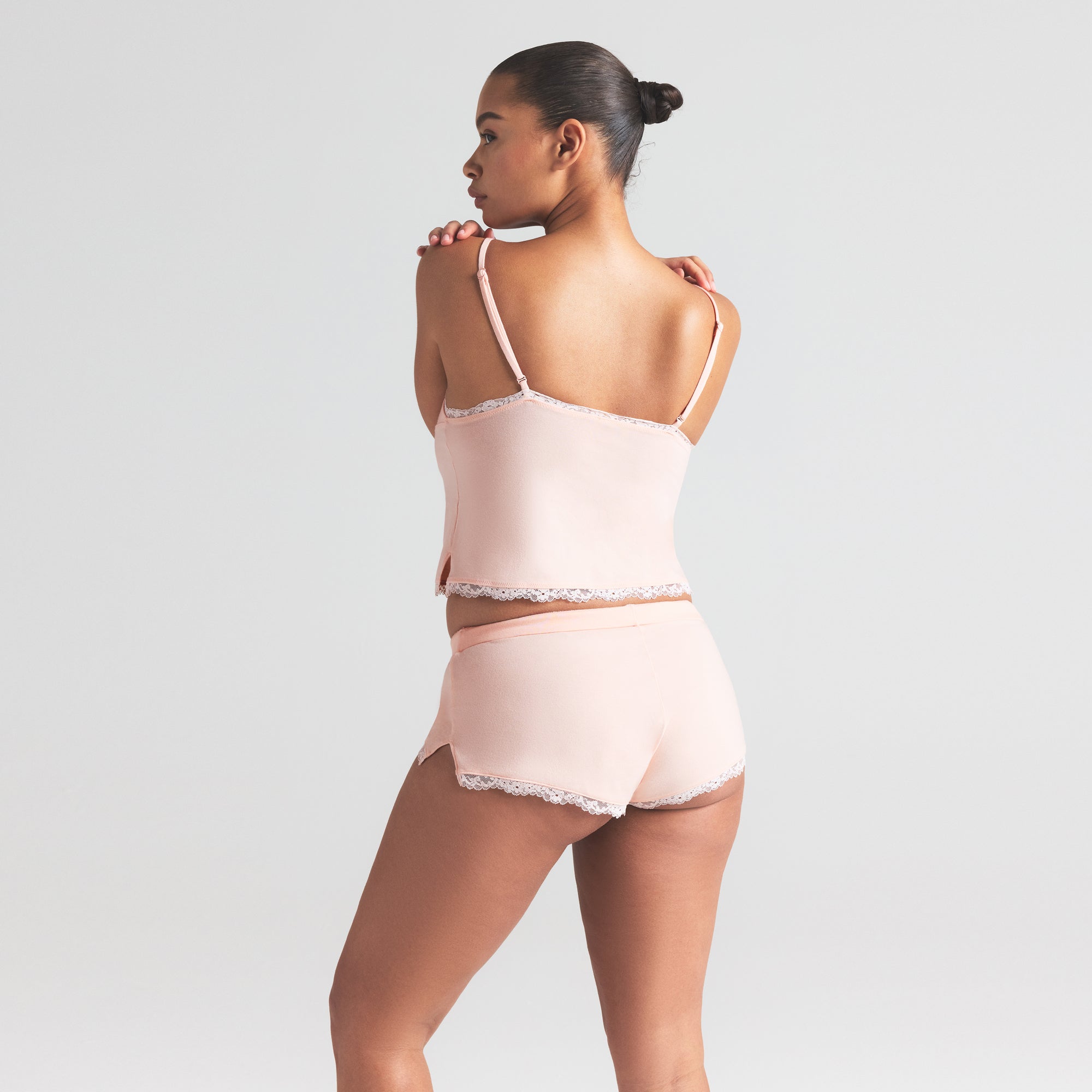 COTTON JERSEY LACE CAMI AND SHORT SET | PRIMROSE - Image 2