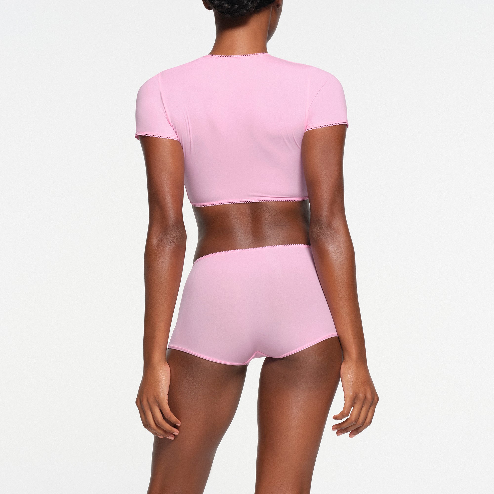 FITS EVERYBODY PICOT SUPER CROPPED T-SHIRT | BUBBLE GUM - Image 3