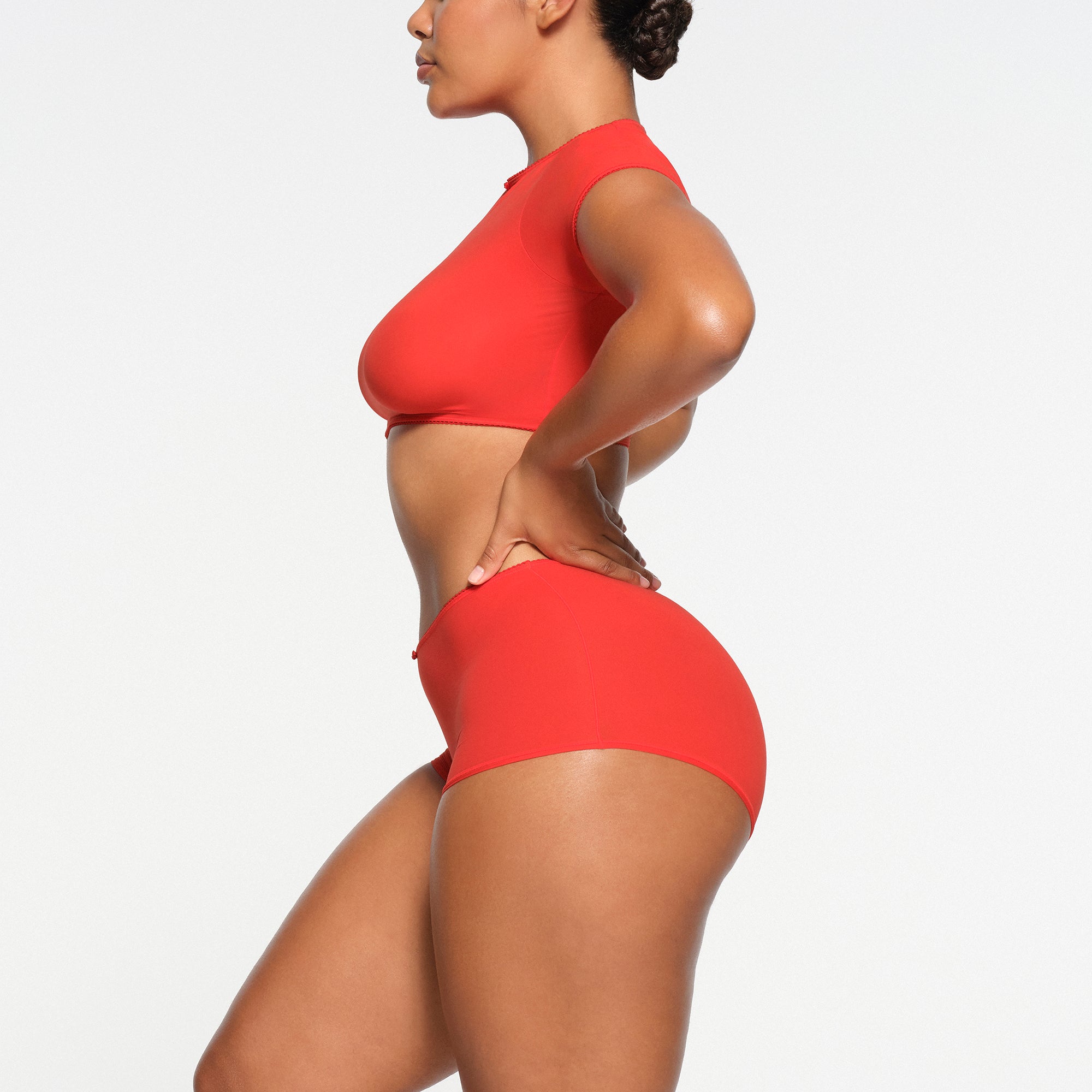 FITS EVERYBODY PICOT SUPER CROPPED T-SHIRT | RUBY - Image 2