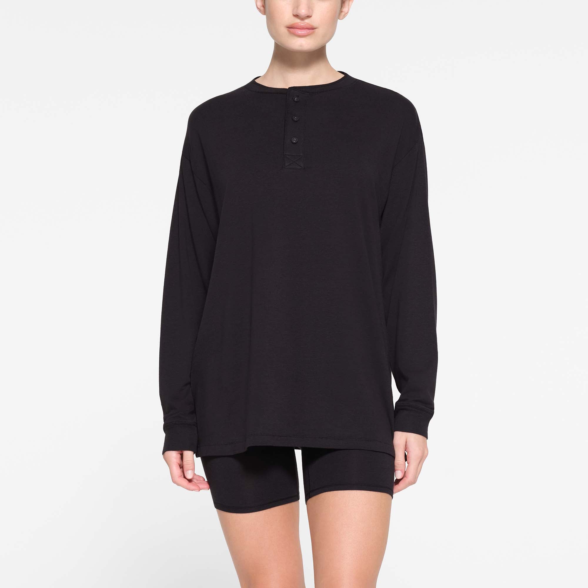 BOYFRIEND LONG SLEEVE HENLEY | ONYX