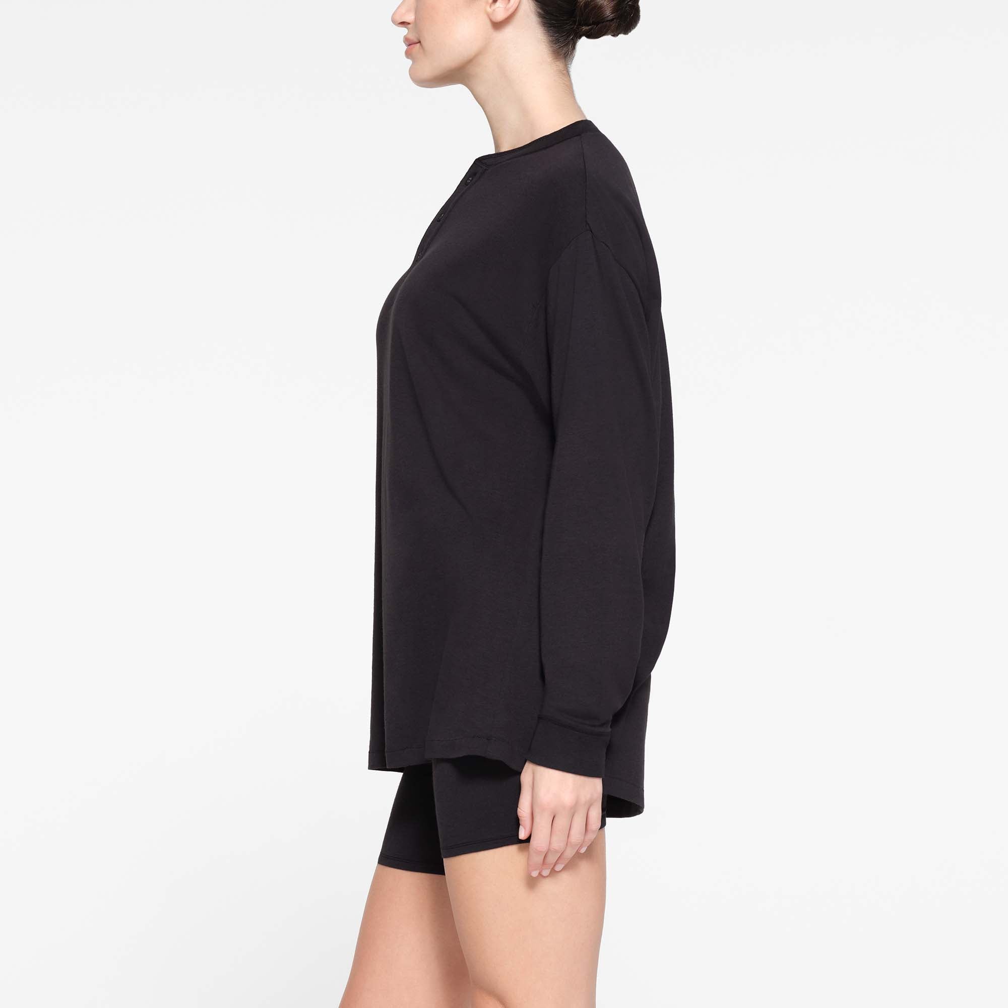 BOYFRIEND LONG SLEEVE HENLEY | ONYX - Image 2