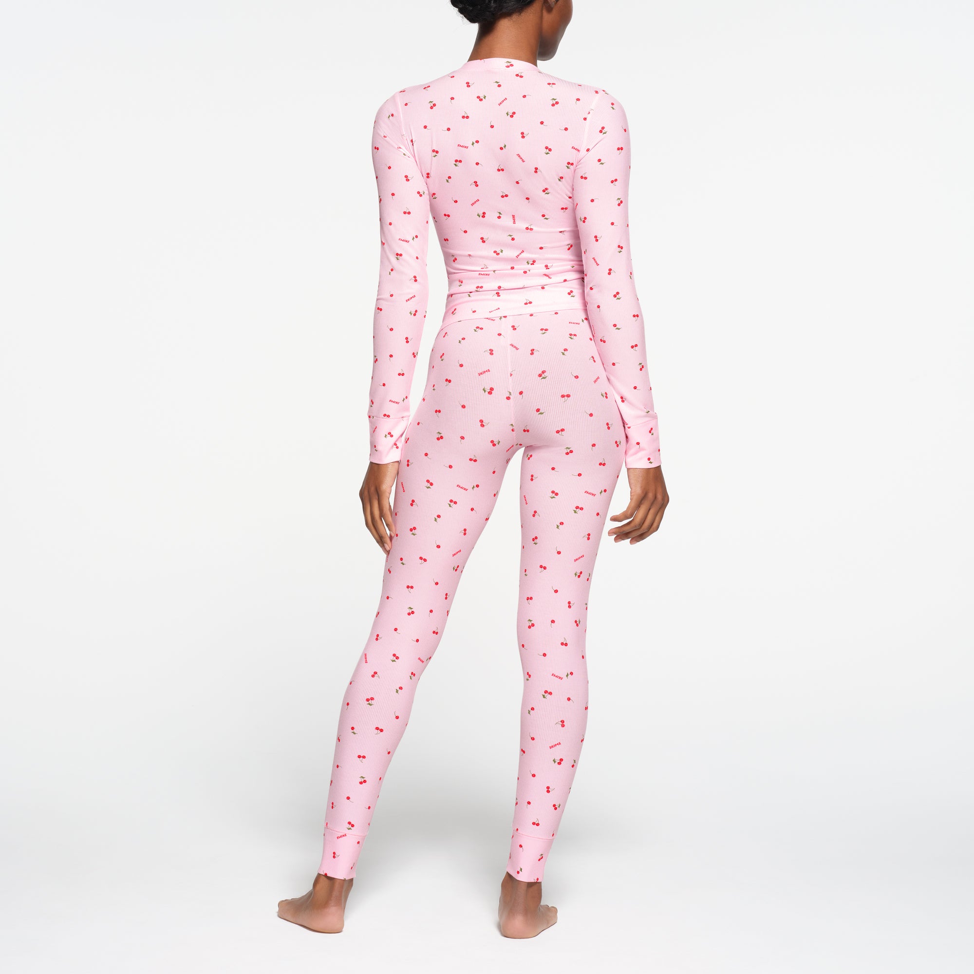 SOFT LOUNGE LONG SLEEVE HENLEY | CHERRY BLOSSOM PRINT - Image 3