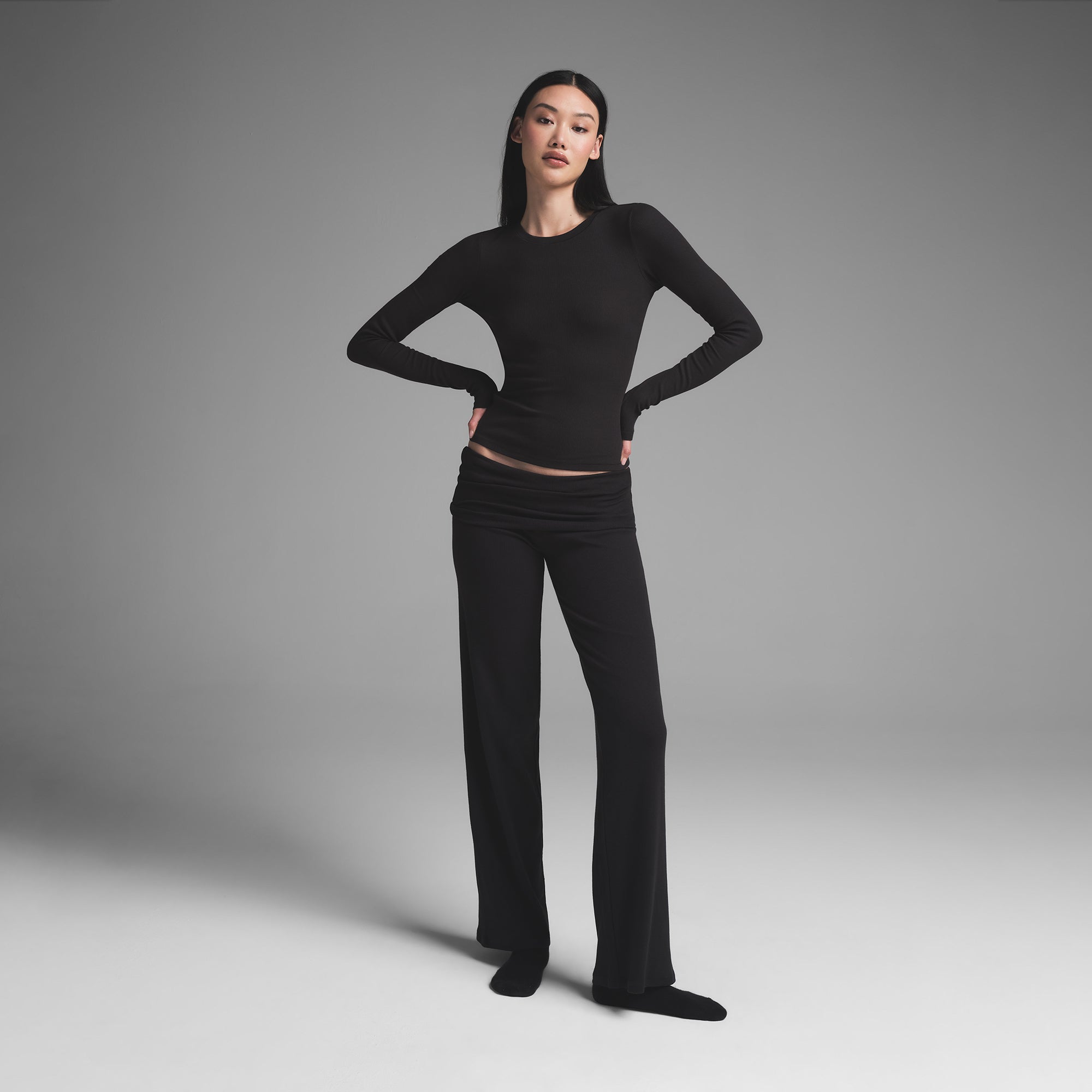 COTTON RIB LONG SLEEVE T-SHIRT | SOOT - Image 4