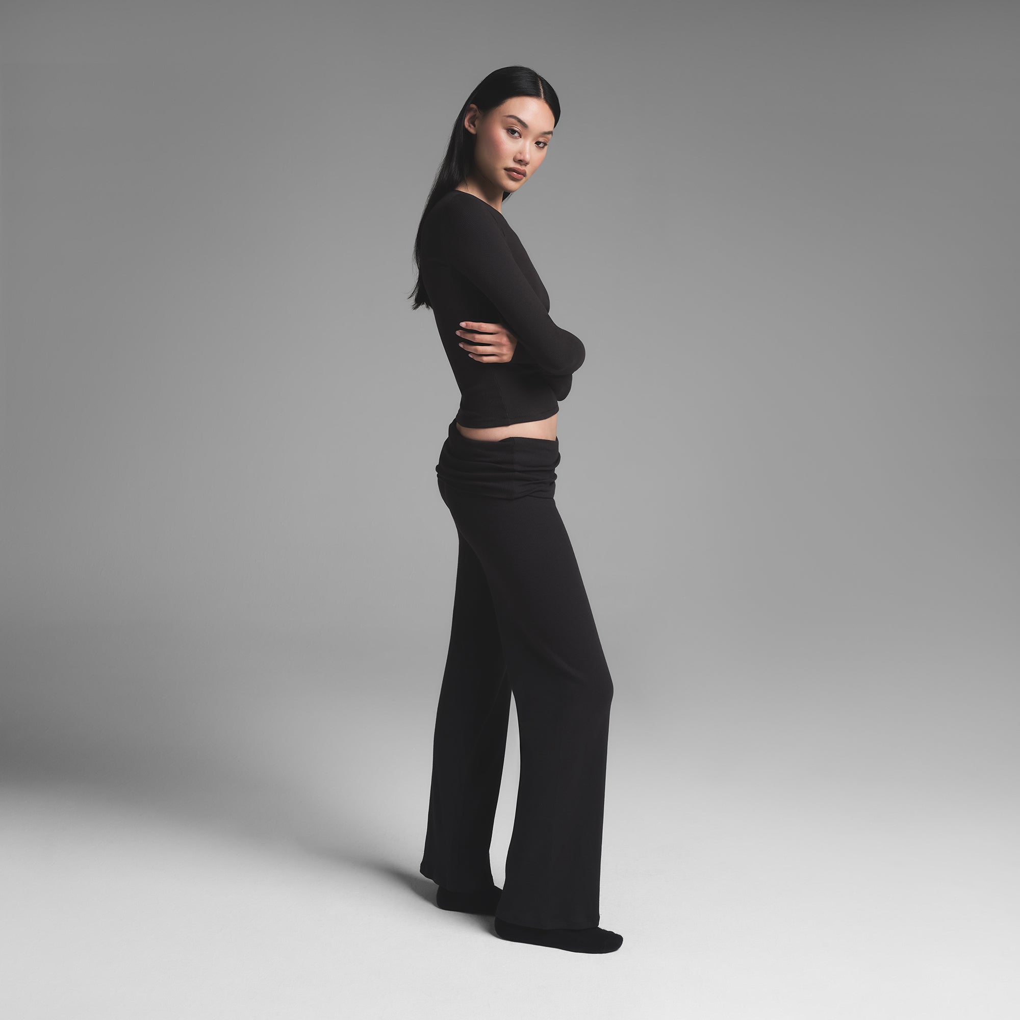 COTTON RIB LONG SLEEVE T-SHIRT | SOOT - Image 3