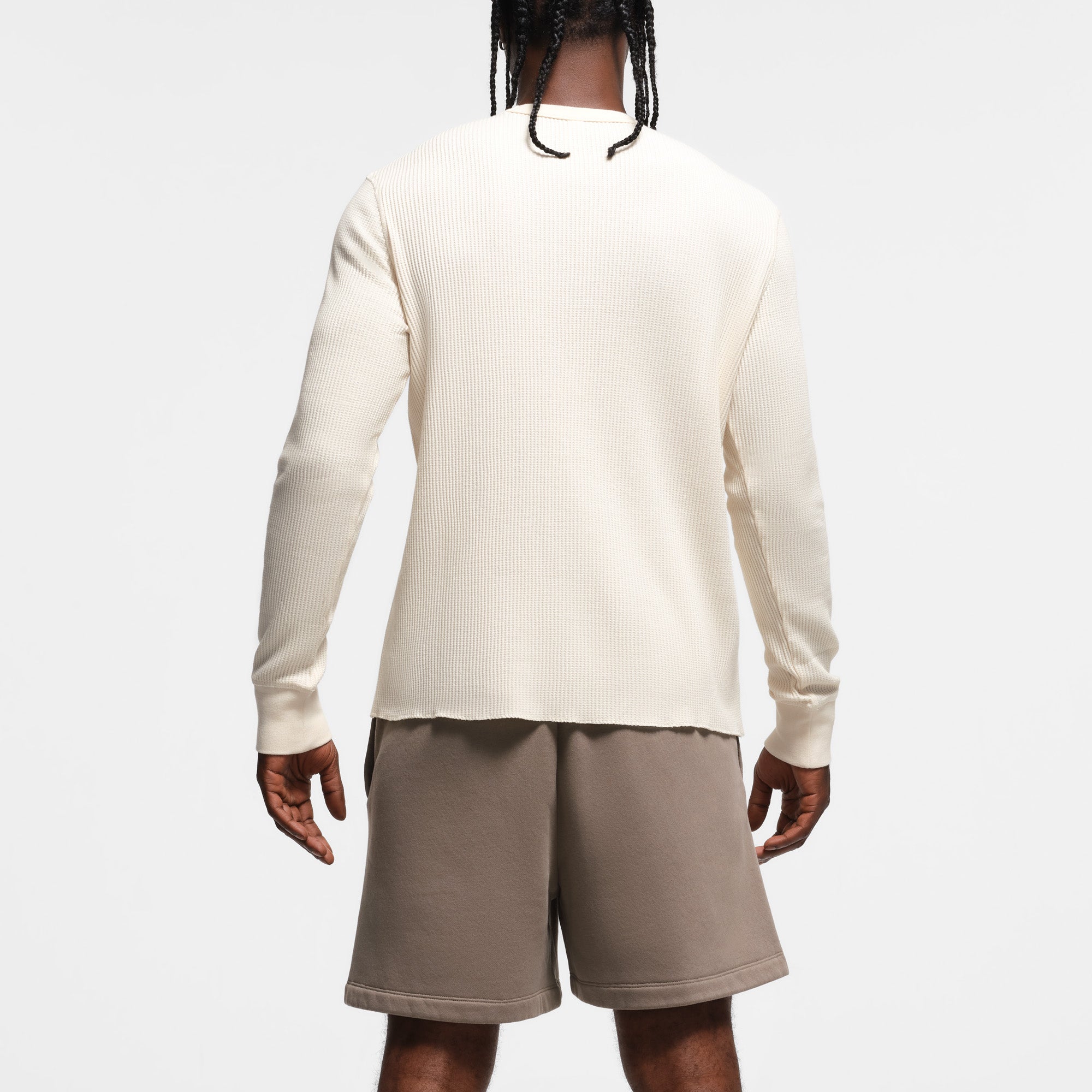 WAFFLE MENS LONG SLEEVE T-SHIRT | ECRU - Image 3