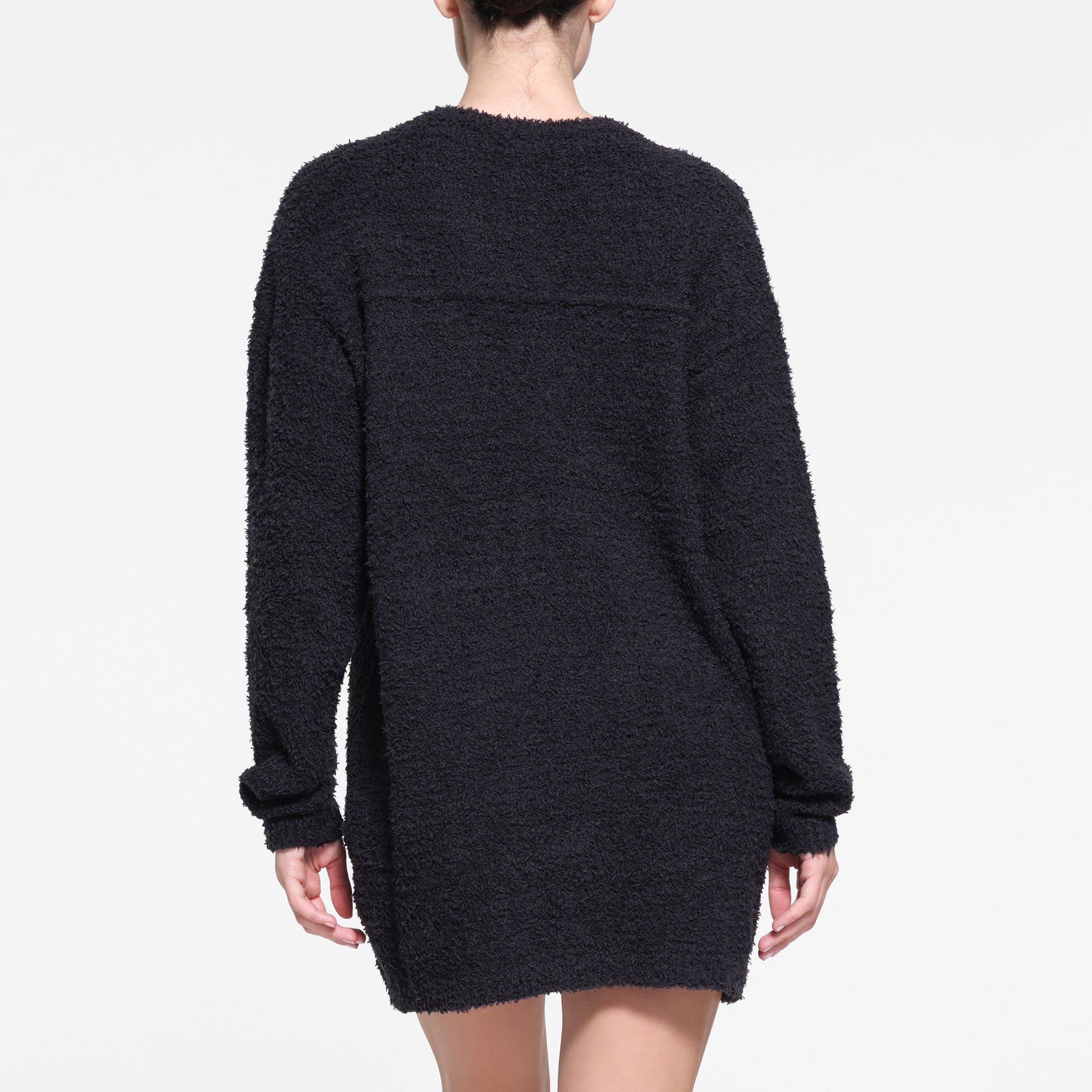 COZY KNIT V NECK MINI DRESS | ONYX - Image 3