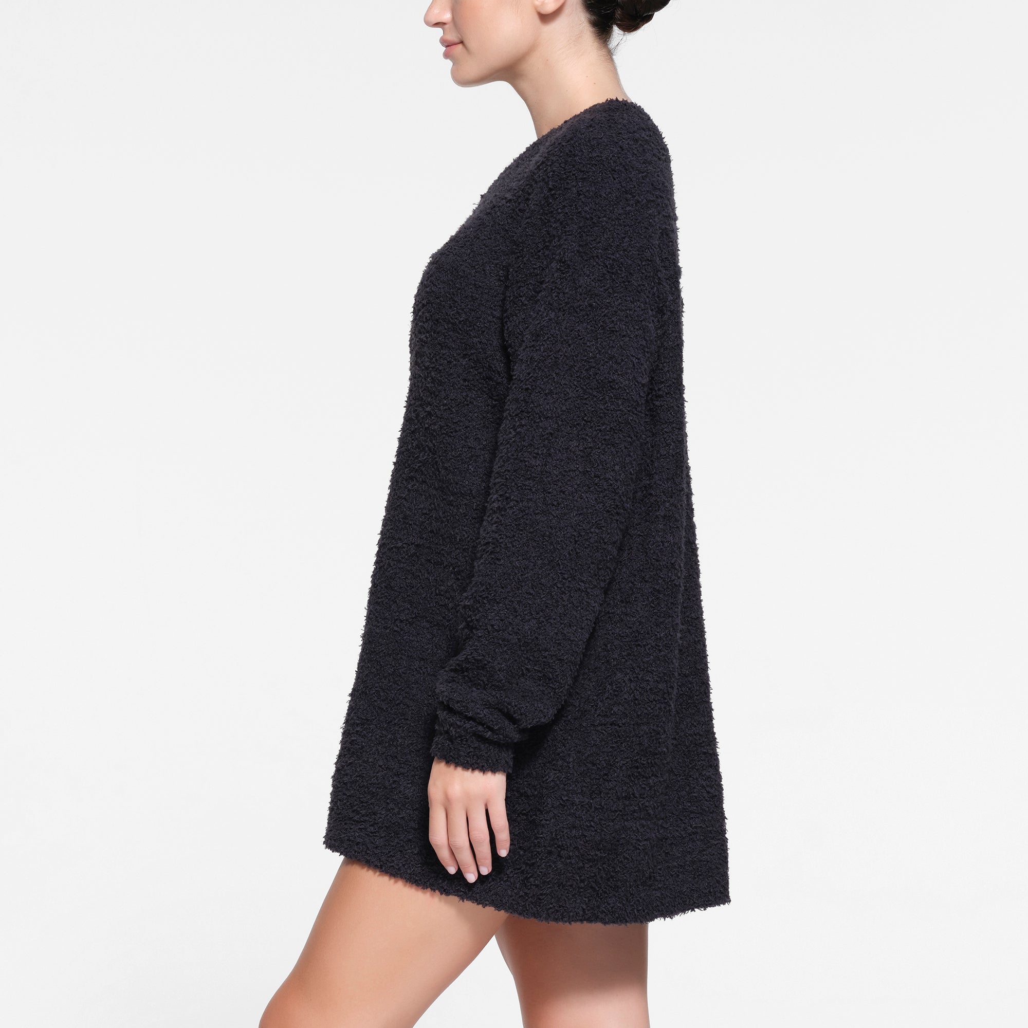 COZY KNIT V NECK MINI DRESS | ONYX - Image 2