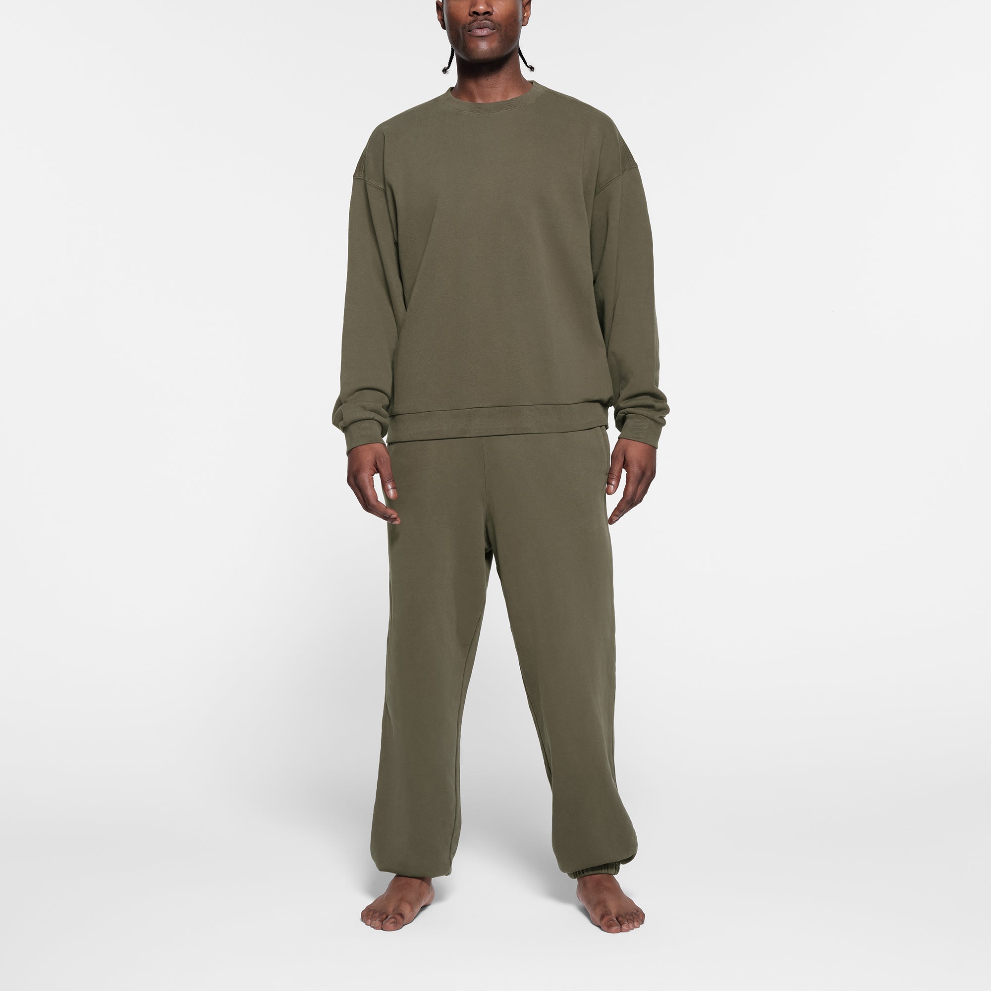 TERRY MENS RELAXED CREWNECK | MILITARY