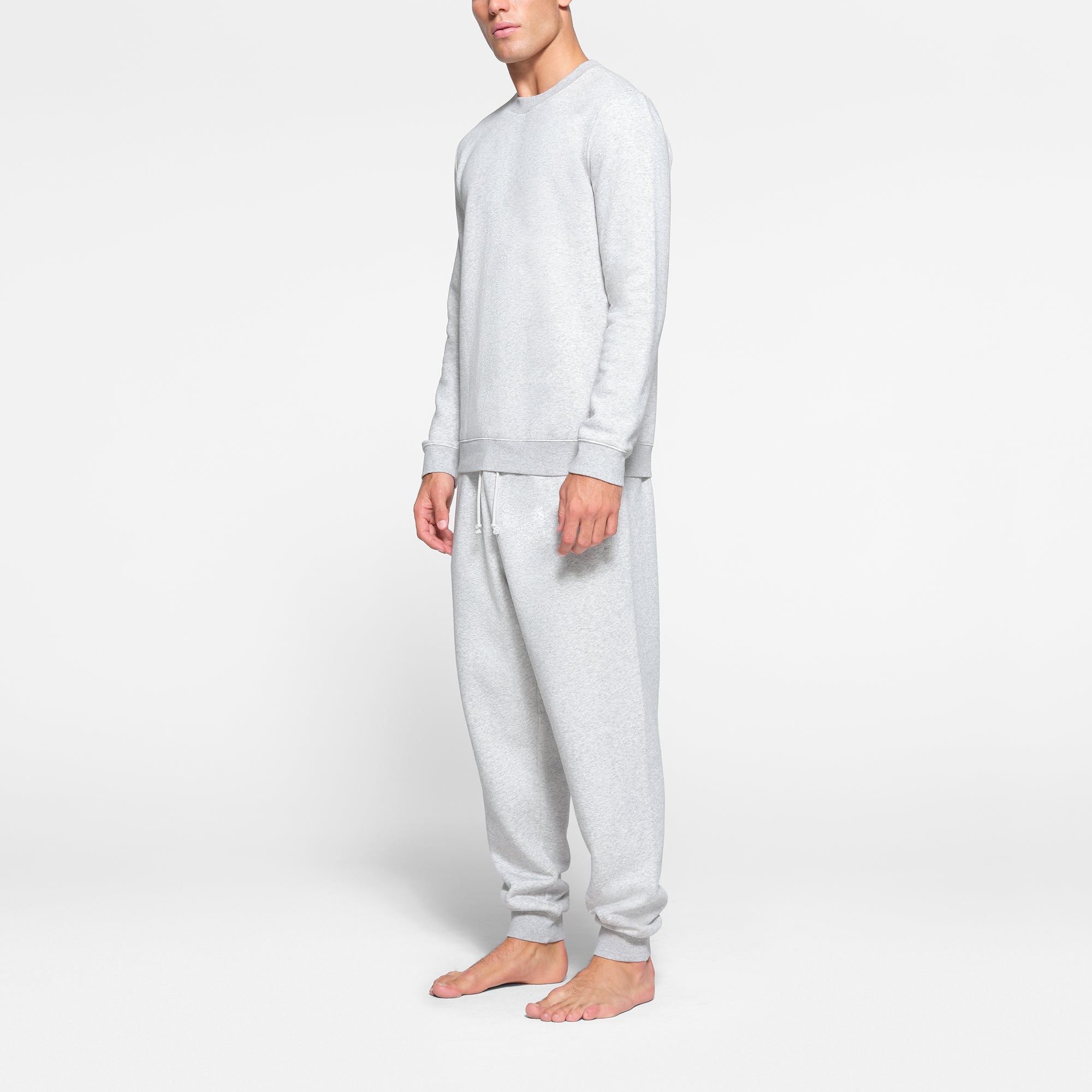 FLEECE LOUNGE MENS CREWNECK | LIGHT HEATHER GREY - Image 3