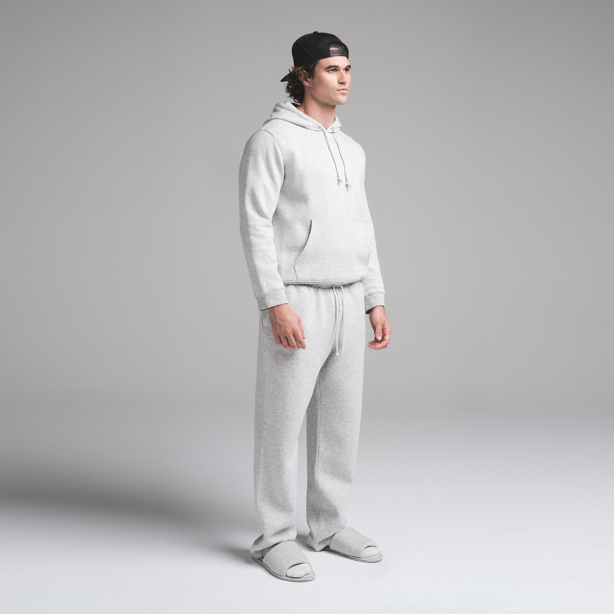 FLEECE LOUNGE MENS CLASSIC HOODIE | LIGHT HEATHER GREY - Image 2