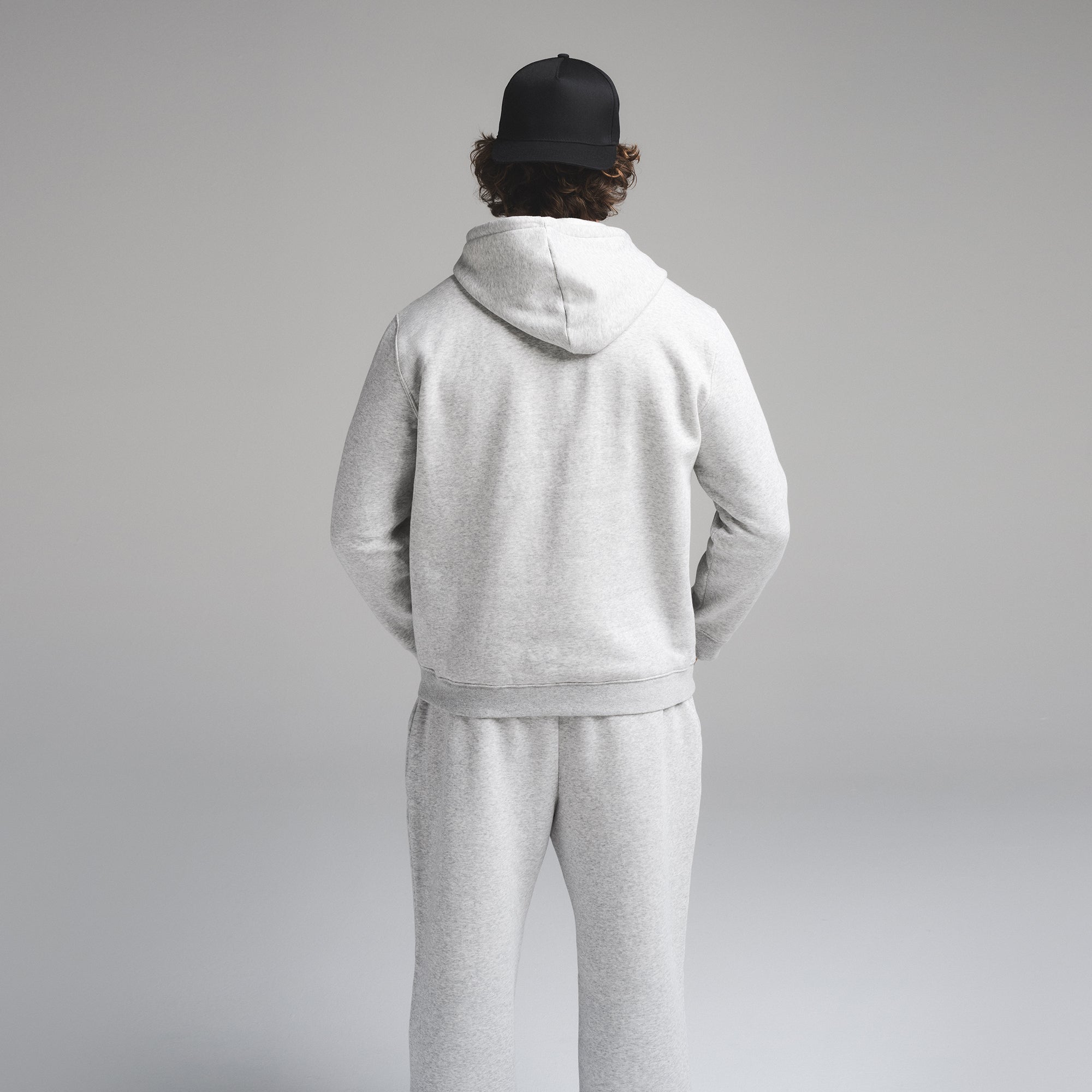 FLEECE LOUNGE MENS CLASSIC HOODIE | LIGHT HEATHER GREY - Image 4