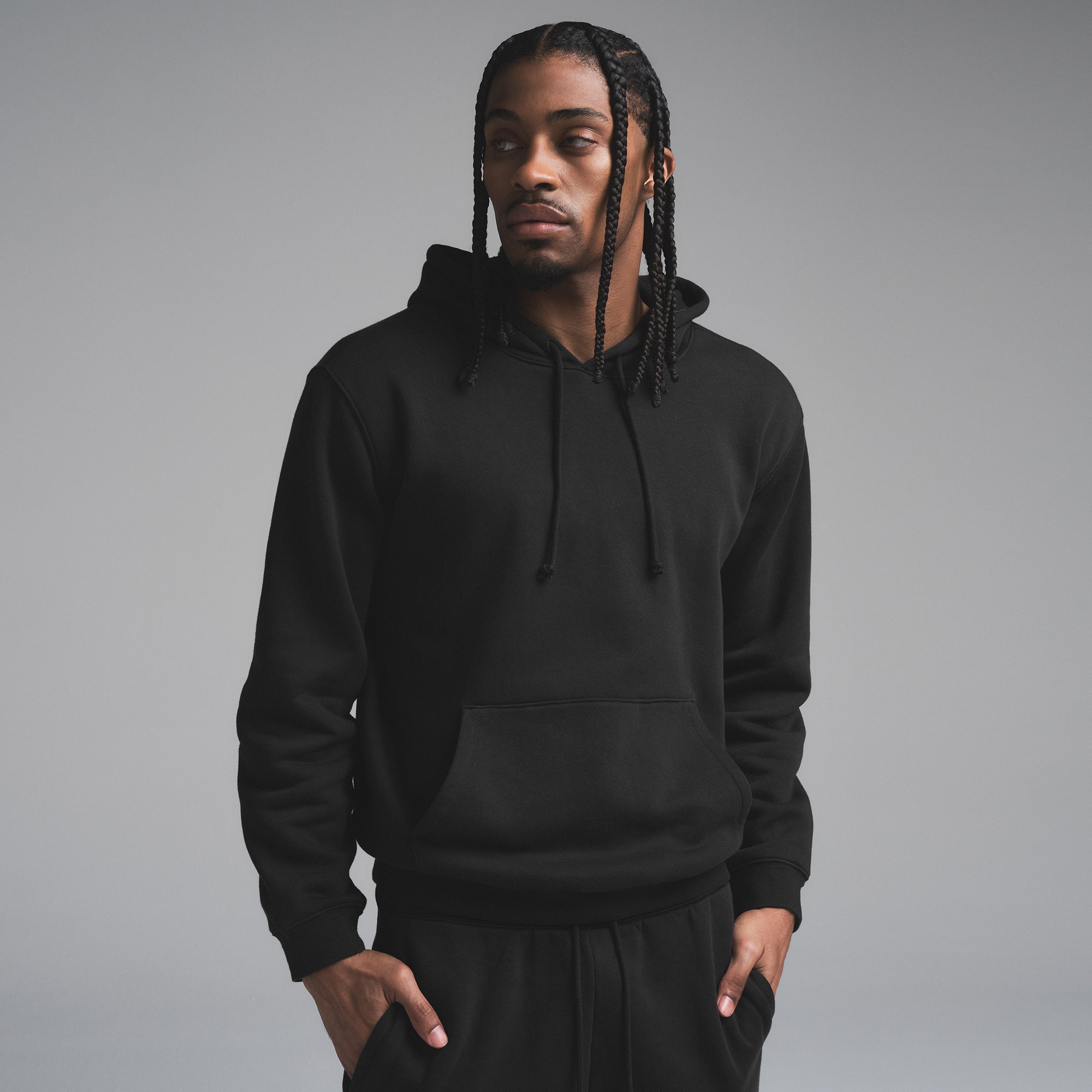 FLEECE LOUNGE MENS CLASSIC HOODIE | WASHED ONYX - Image 2