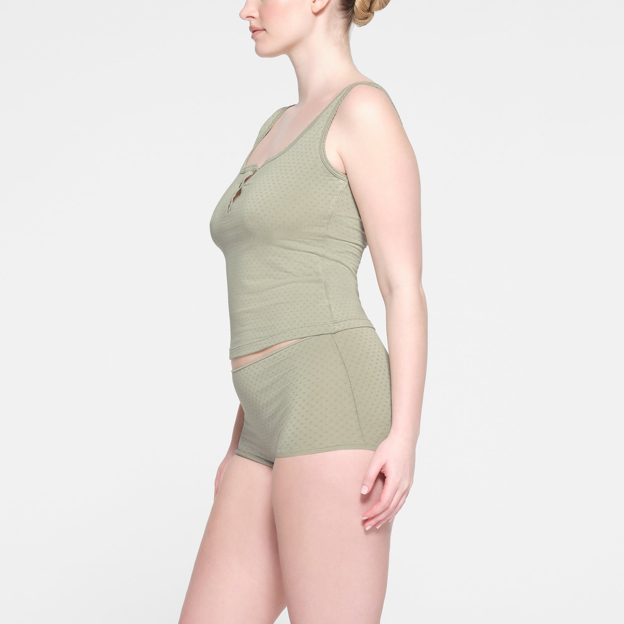 MICRO POINTELLE HENLEY TANK | TALC - Image 2