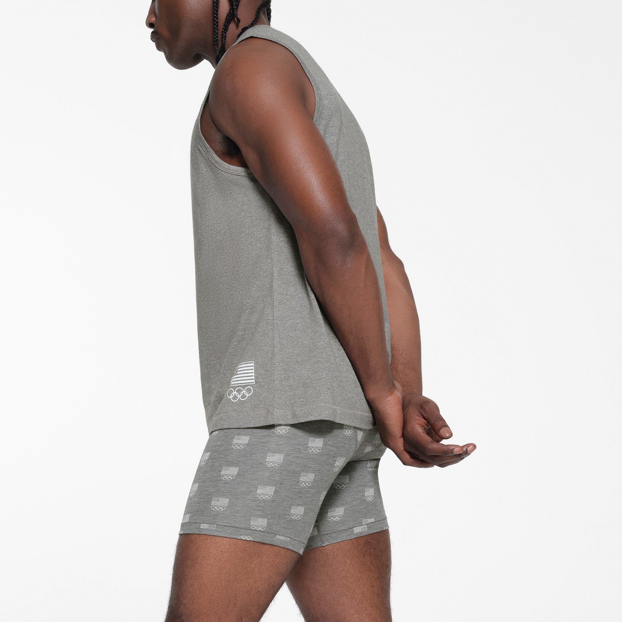 SKIMS FOR TEAM USA JERSEY SLEEP MENS OLYMPIC TANK | HEATHER GREY - Image 2