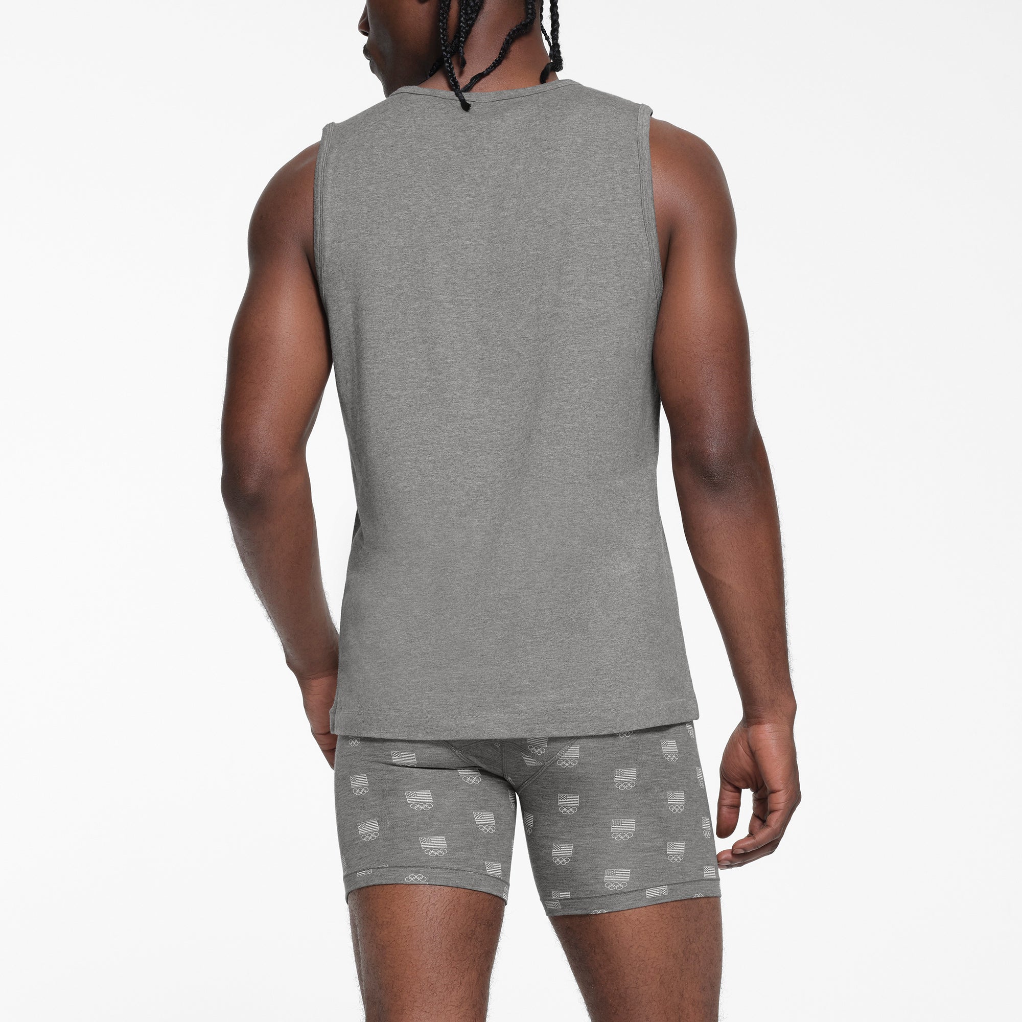 SKIMS FOR TEAM USA JERSEY SLEEP MENS OLYMPIC TANK | HEATHER GREY - Image 3