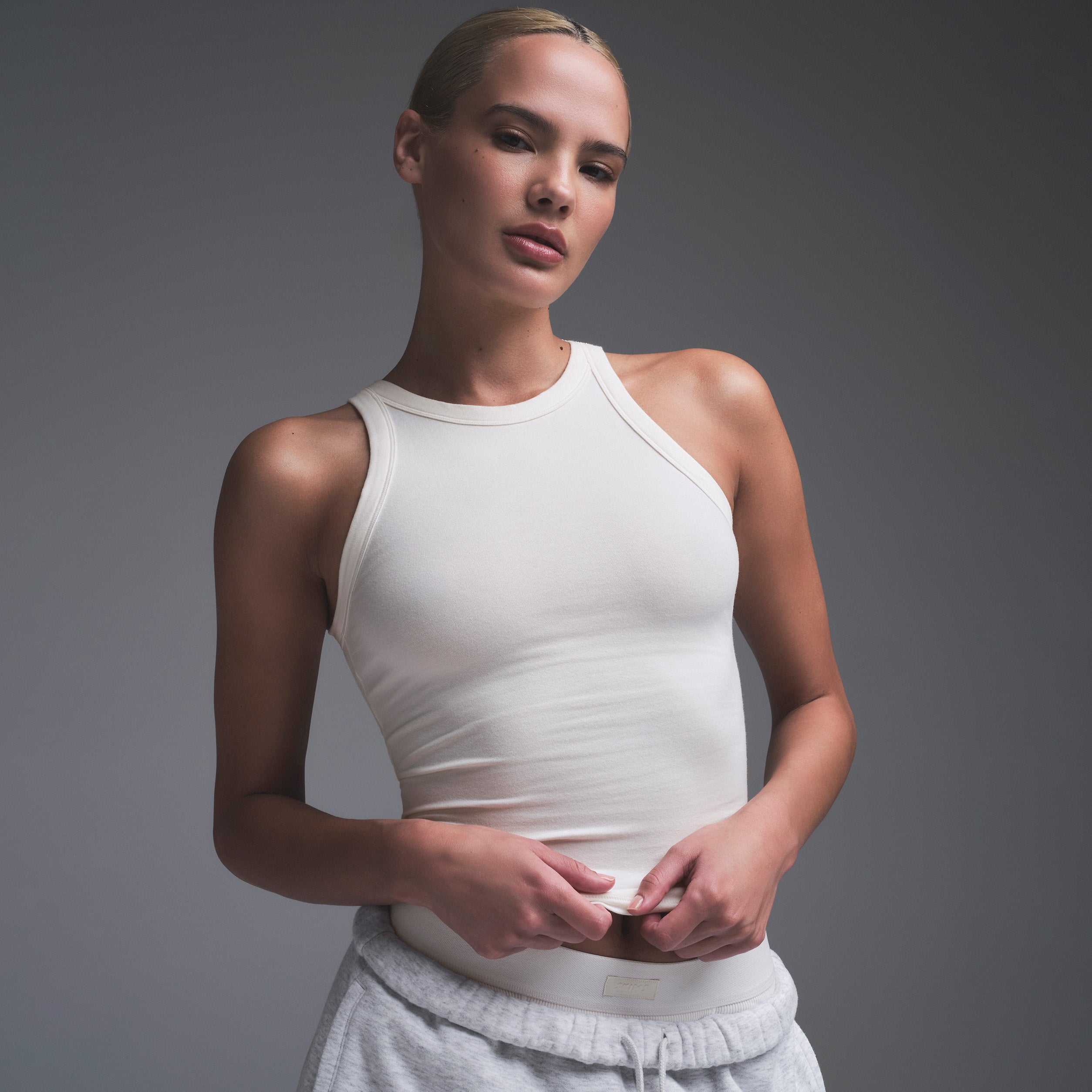 COTTON JERSEY CREW NECK TANK | MARBLE - Image 2