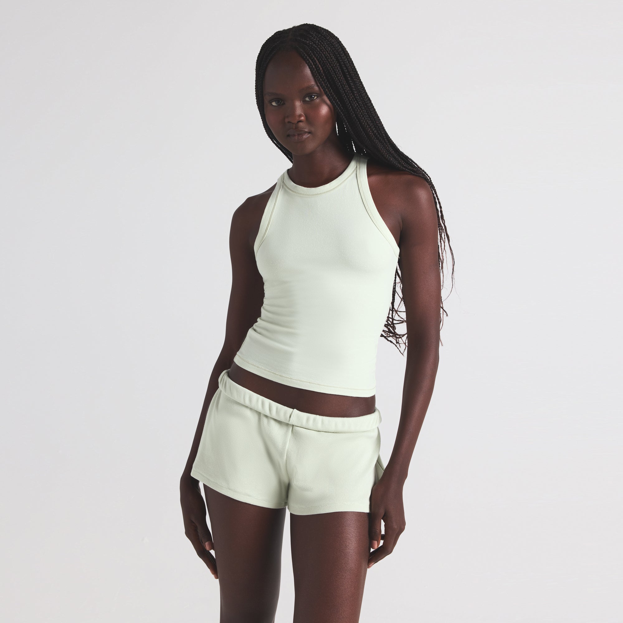 COTTON JERSEY CREW NECK TANK | SPEARMINT