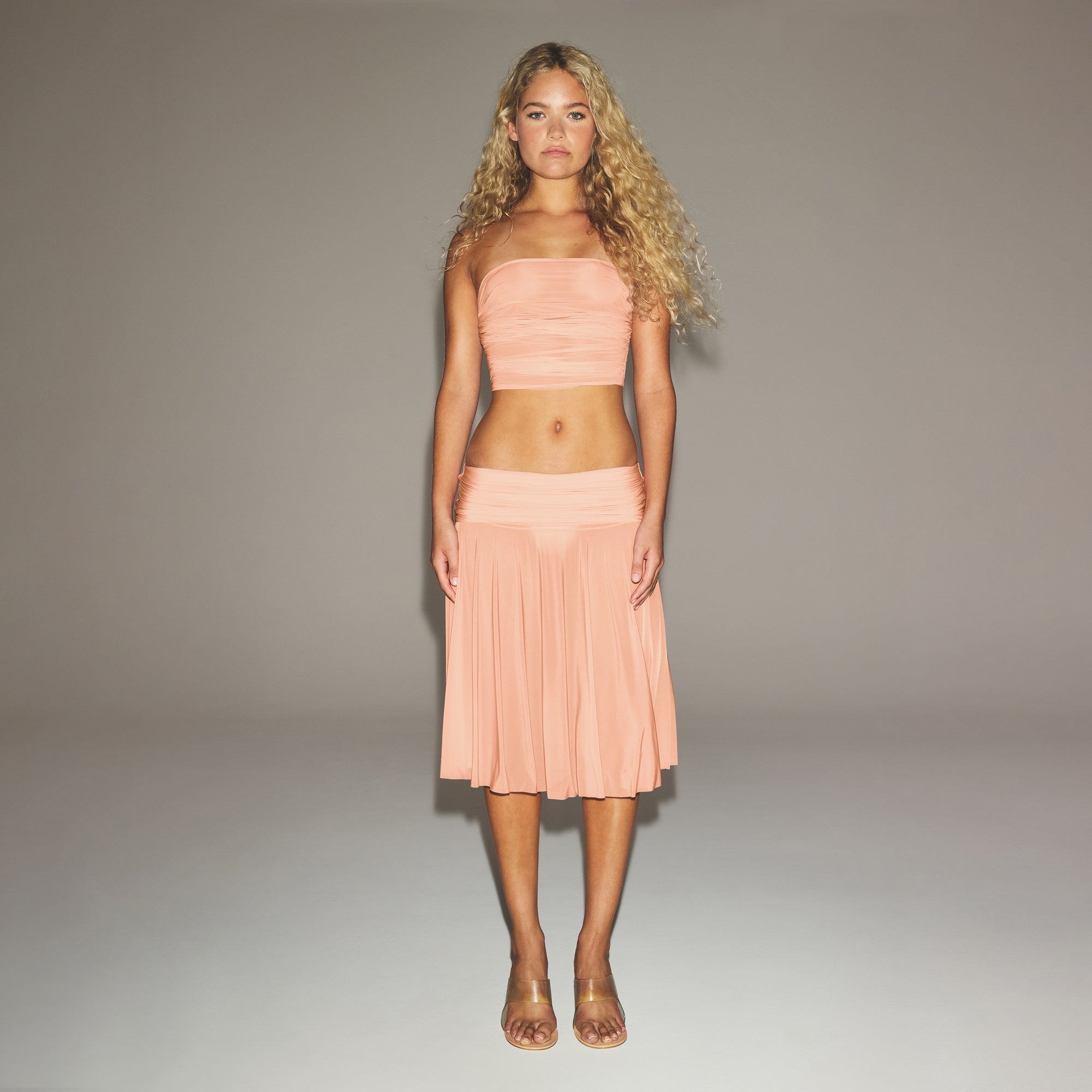 MILKY SHEER CROPPED TUBE TOP | DESERT CLAY - Image 2