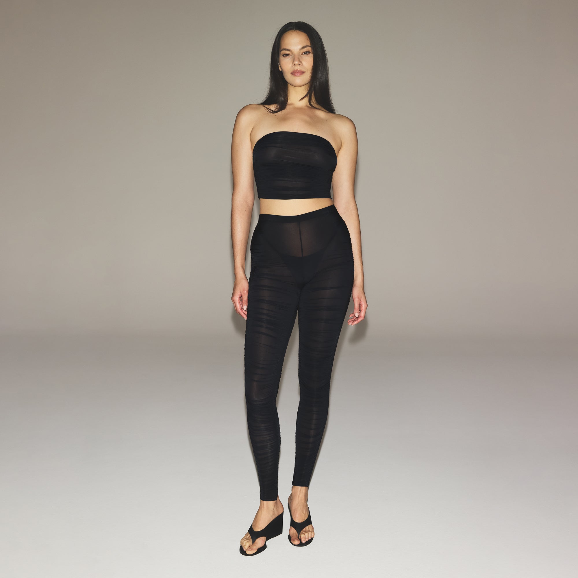 MILKY SHEER CROPPED TUBE TOP | OBSIDIAN - Image 2