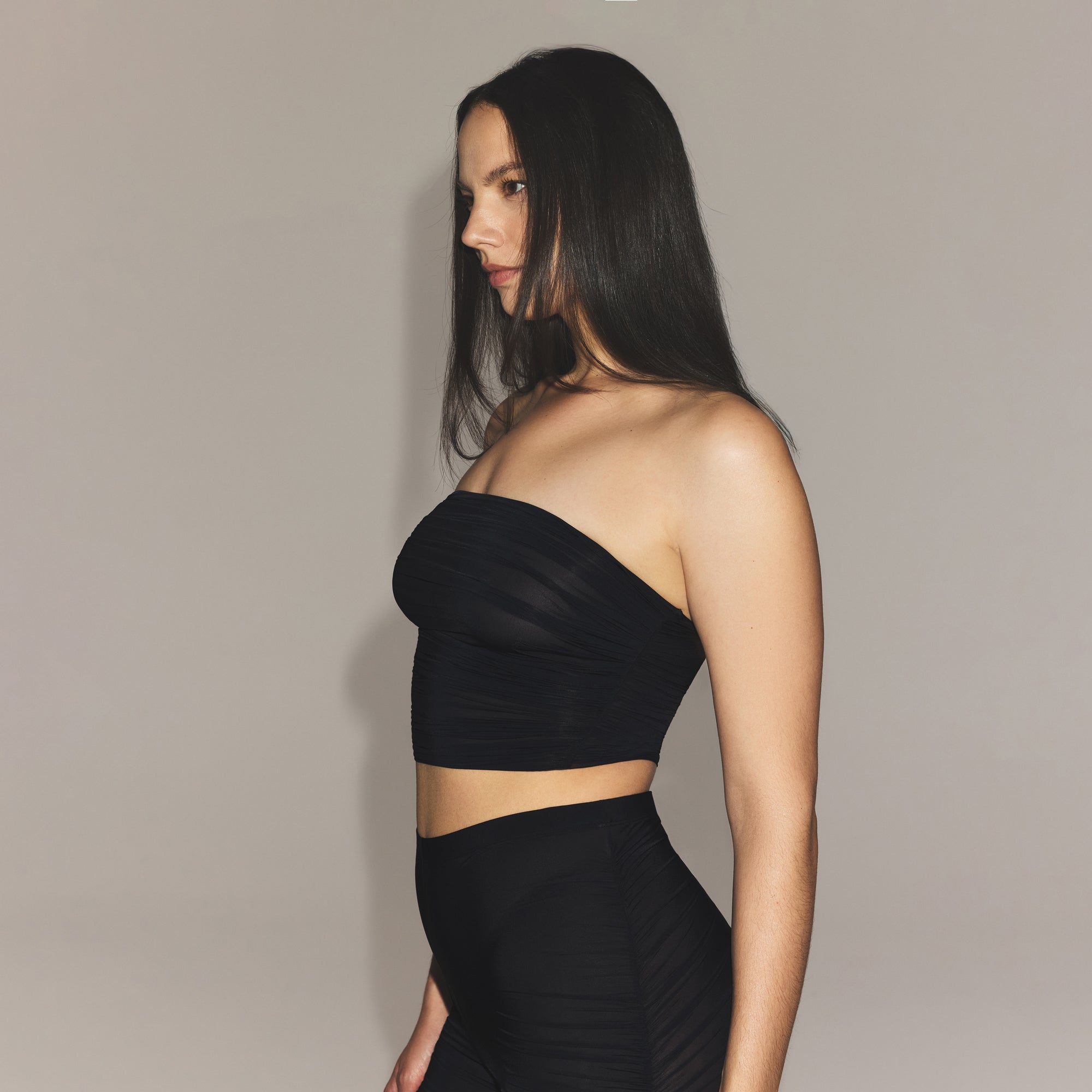 MILKY SHEER CROPPED TUBE TOP | OBSIDIAN - Image 3