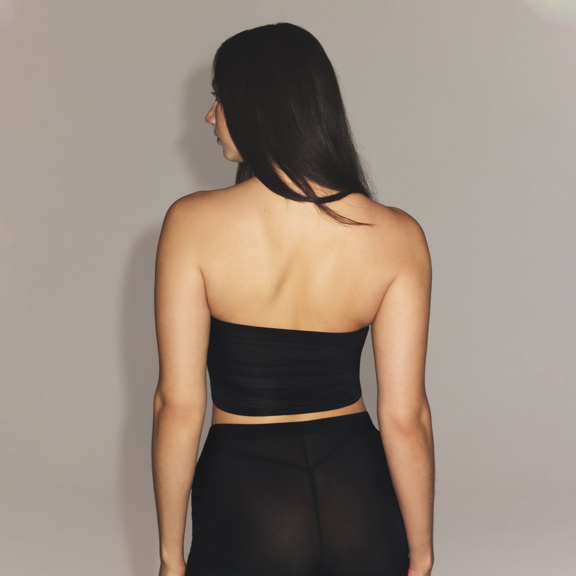 MILKY SHEER CROPPED TUBE TOP | OBSIDIAN - Image 4