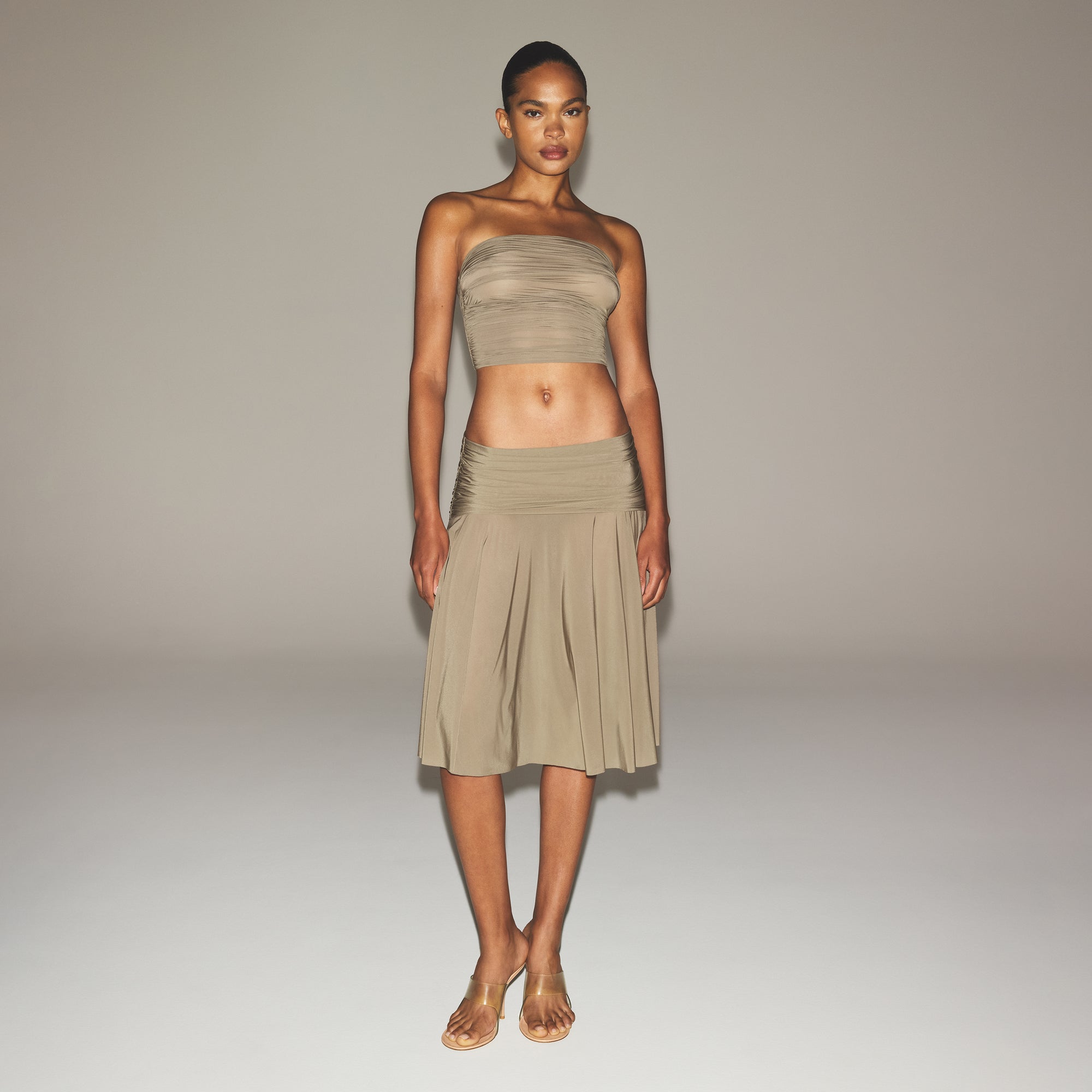 MILKY SHEER CROPPED TUBE TOP | TRUFFLE - Image 2