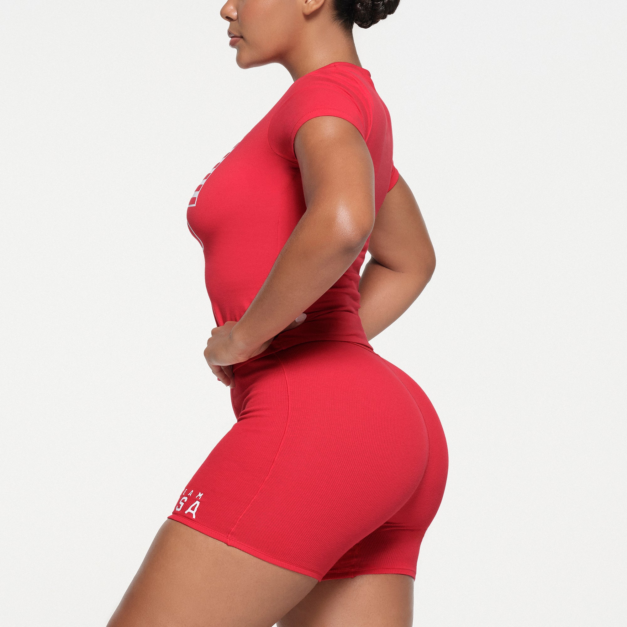 SKIMS FOR TEAM USA COTTON JERSEY OLYMPIC T-SHIRT | RED - Image 2