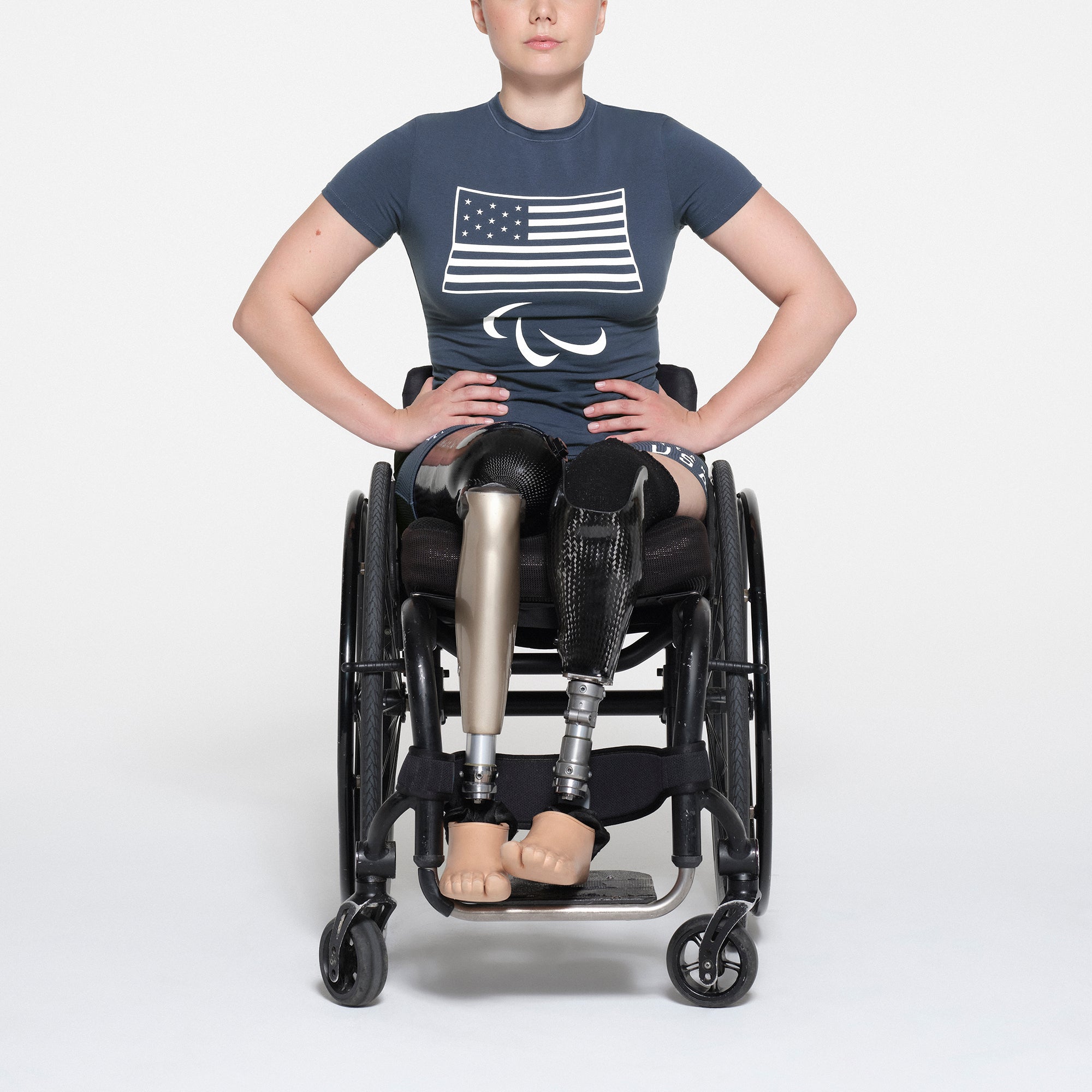 SKIMS FOR TEAM USA COTTON JERSEY PARALYMPIC T-SHIRT | NAVY