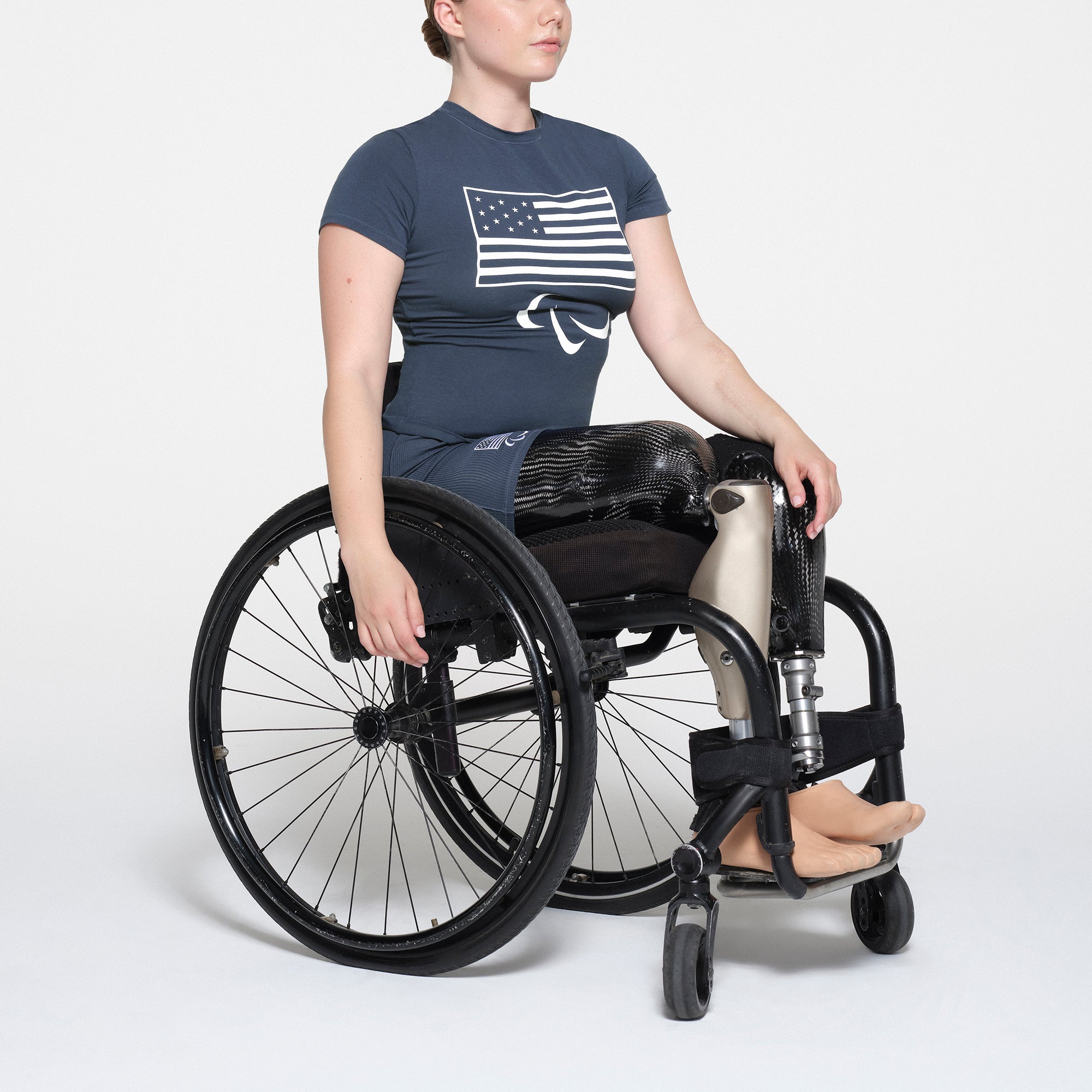 SKIMS FOR TEAM USA COTTON JERSEY PARALYMPIC T-SHIRT | NAVY - Image 2