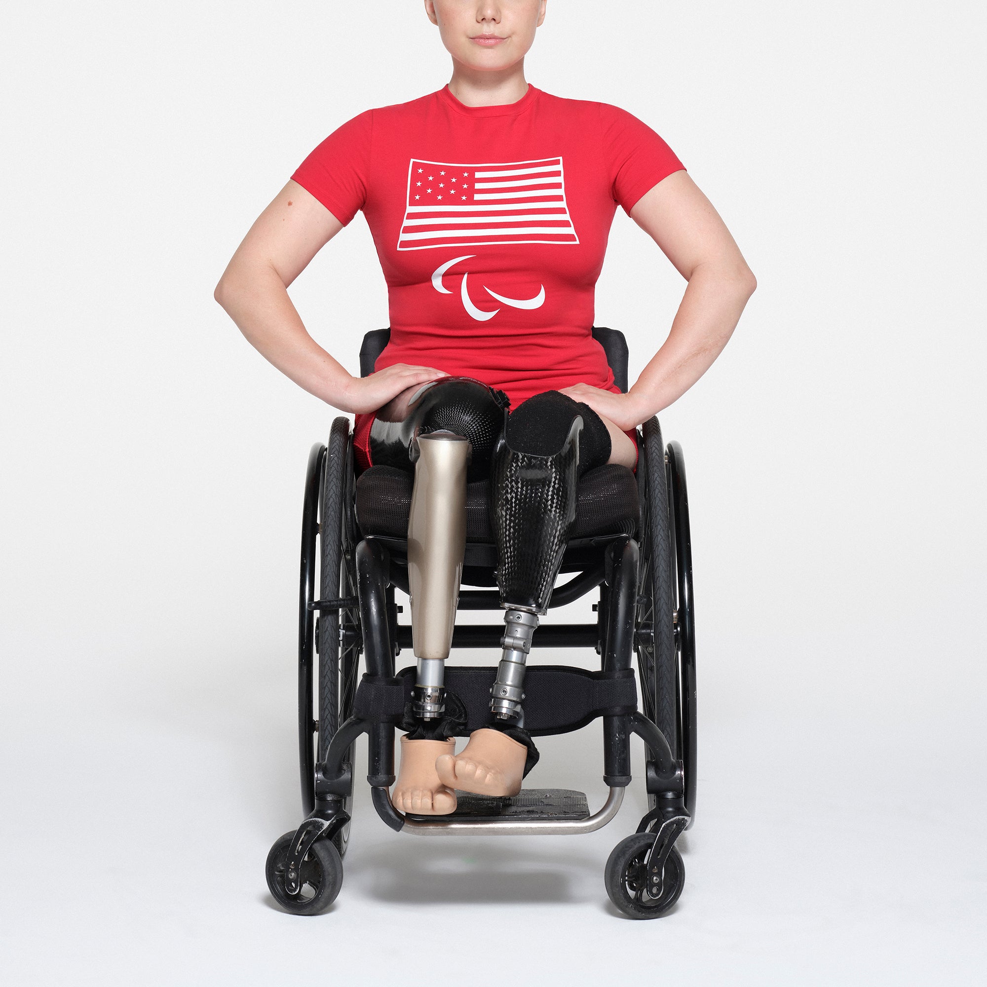 SKIMS FOR TEAM USA COTTON JERSEY PARALYMPIC T-SHIRT | RED