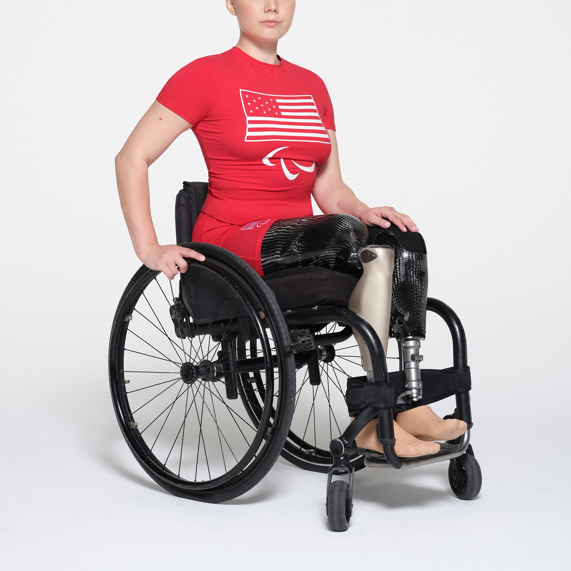 SKIMS FOR TEAM USA COTTON JERSEY PARALYMPIC T-SHIRT | RED - Image 2