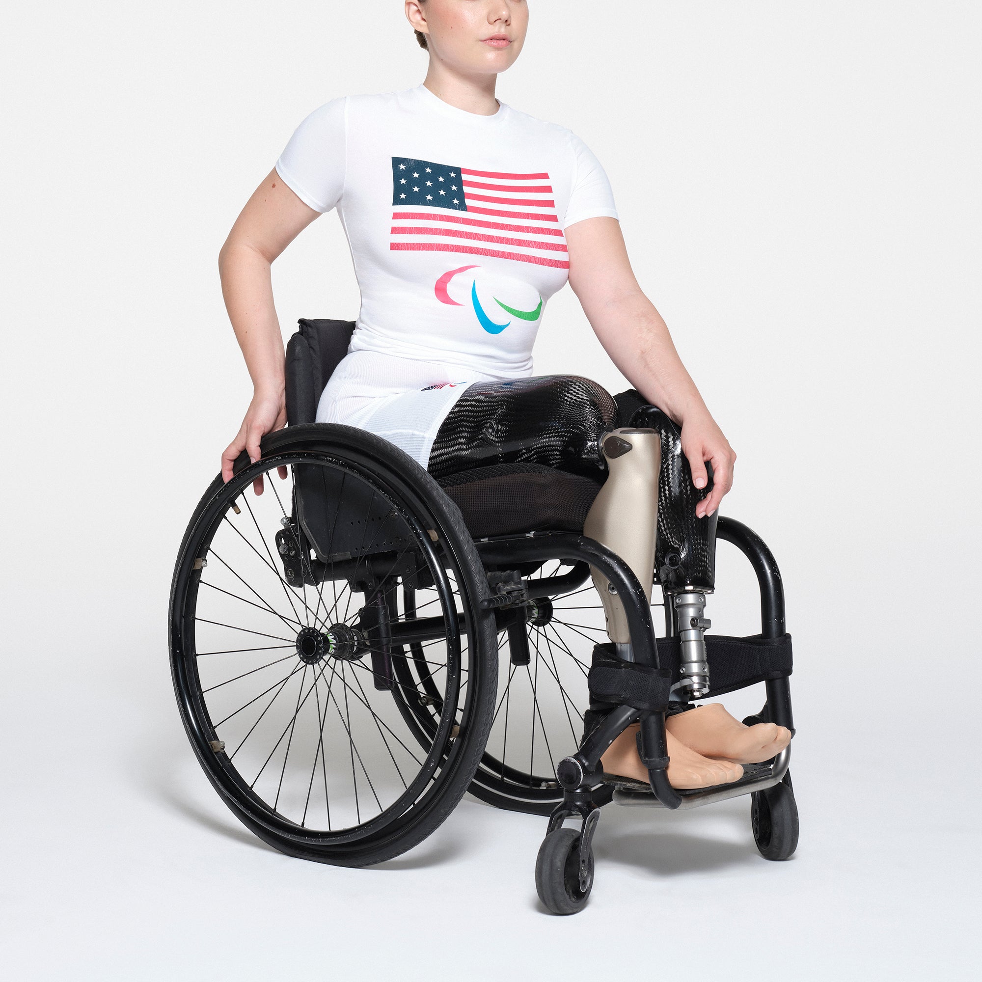SKIMS FOR TEAM USA COTTON JERSEY PARALYMPIC T-SHIRT | WHITE - Image 2