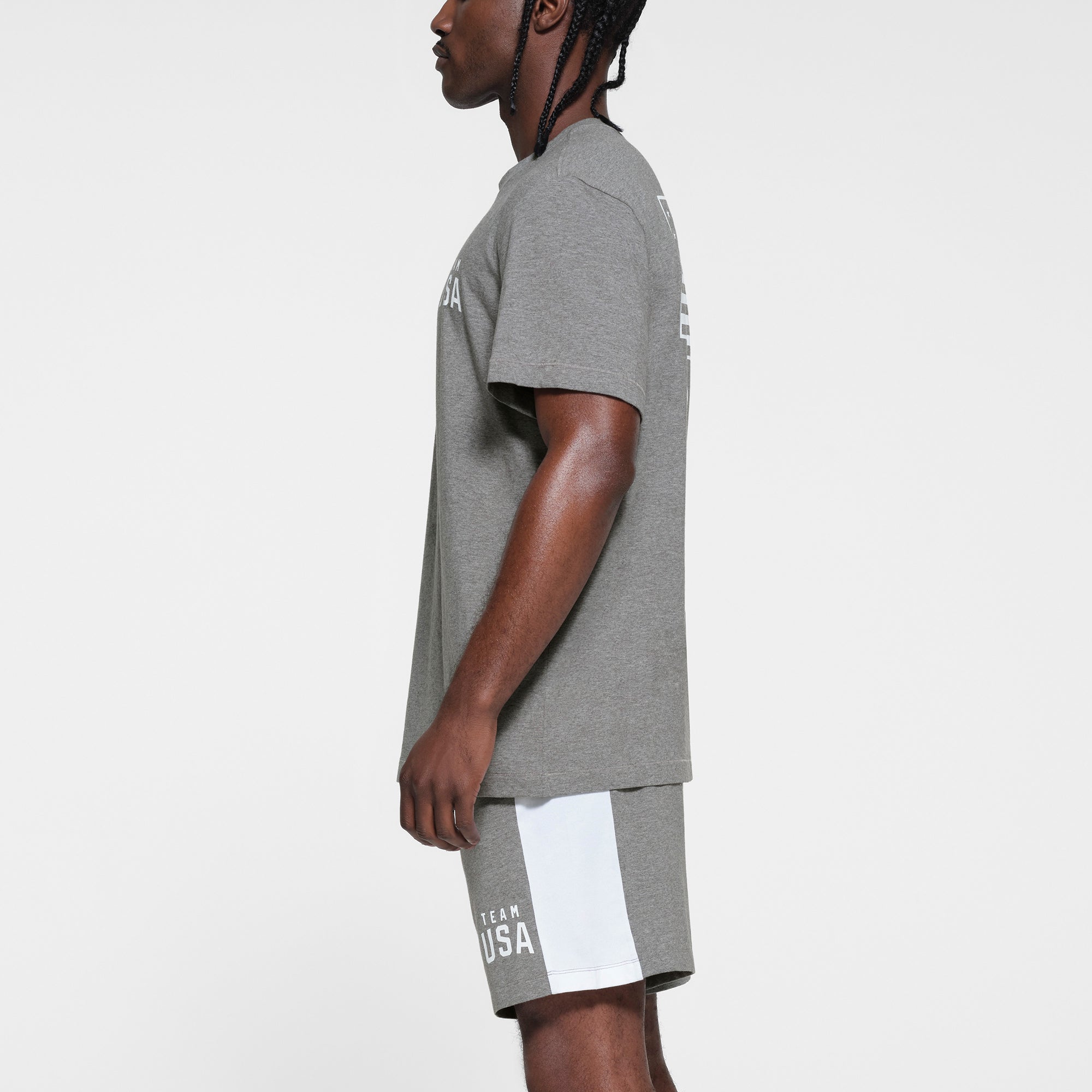 SKIMS FOR TEAM USA JERSEY SLEEP MENS OLYMPIC T-SHIRT | HEATHER GREY - Image 2