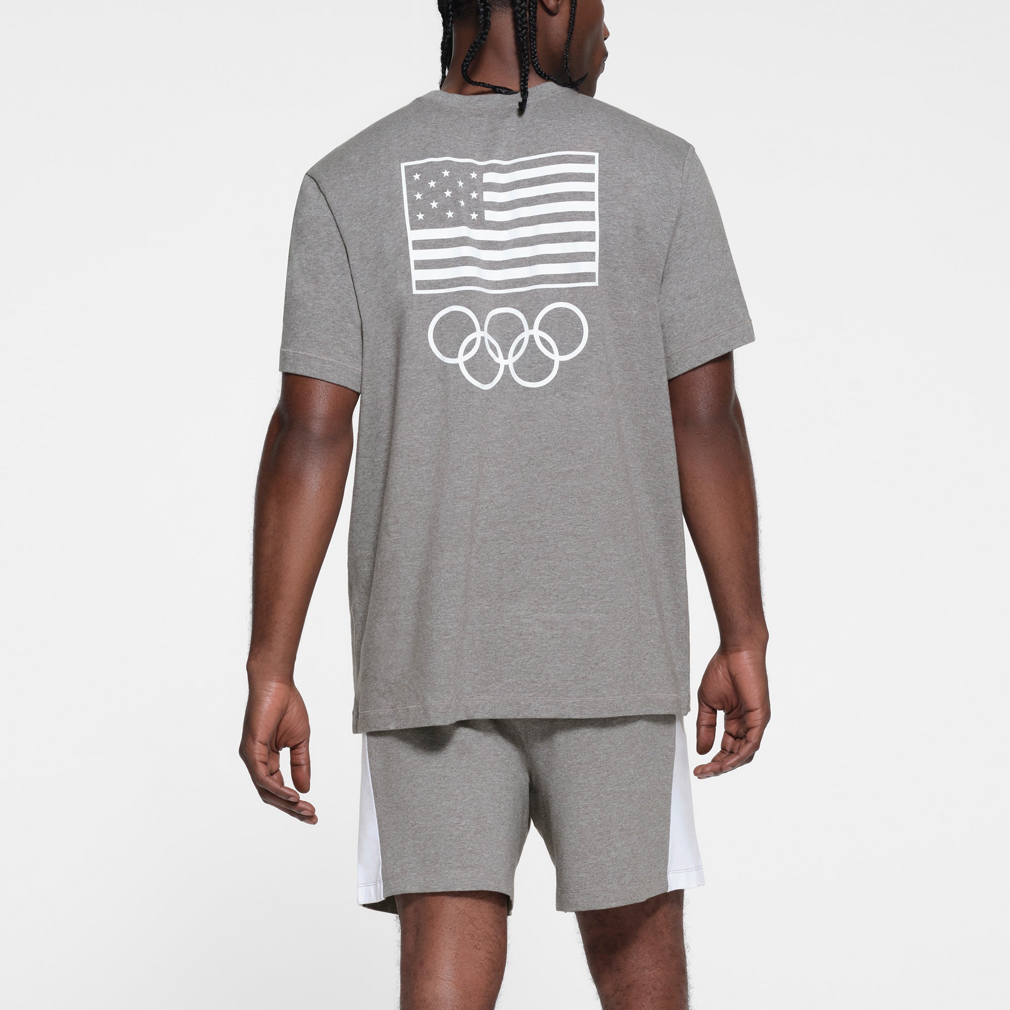 SKIMS FOR TEAM USA JERSEY SLEEP MENS OLYMPIC T-SHIRT | HEATHER GREY - Image 3