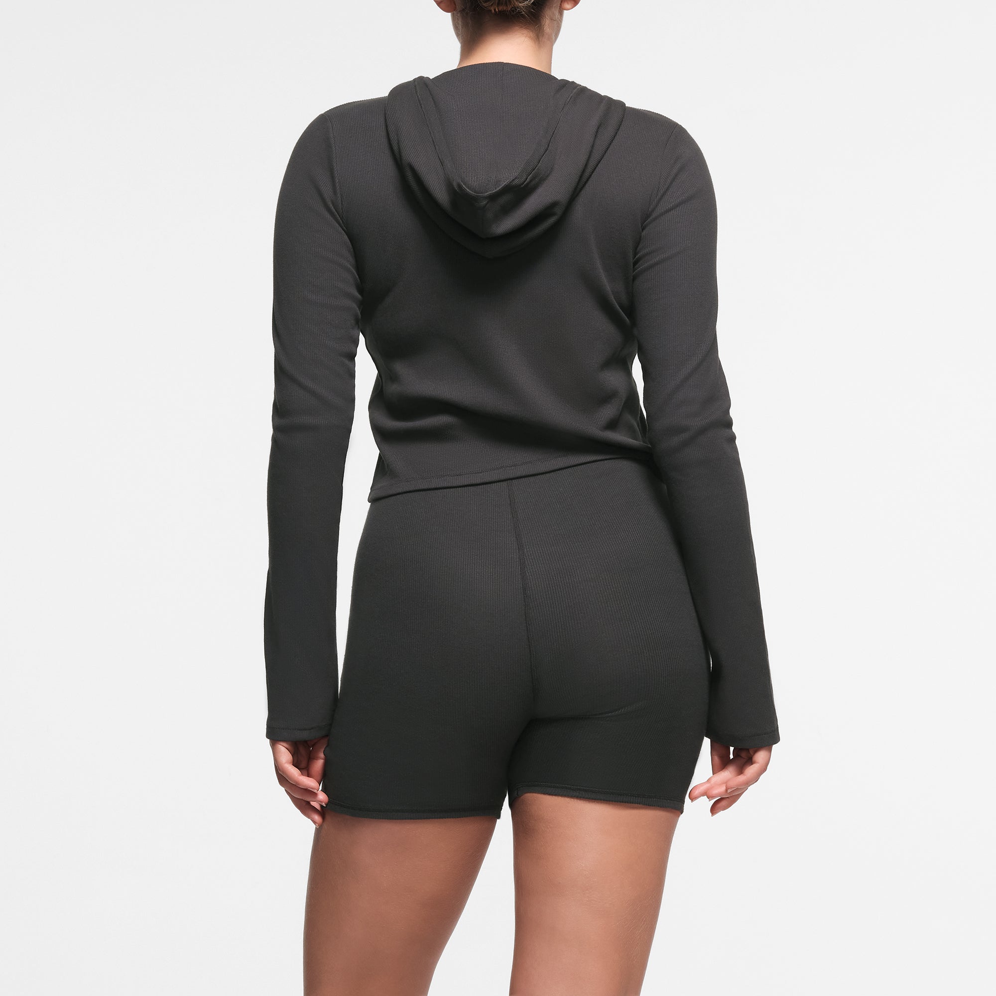 COTTON RIB ZIP UP HOODIE | SOOT - Image 3