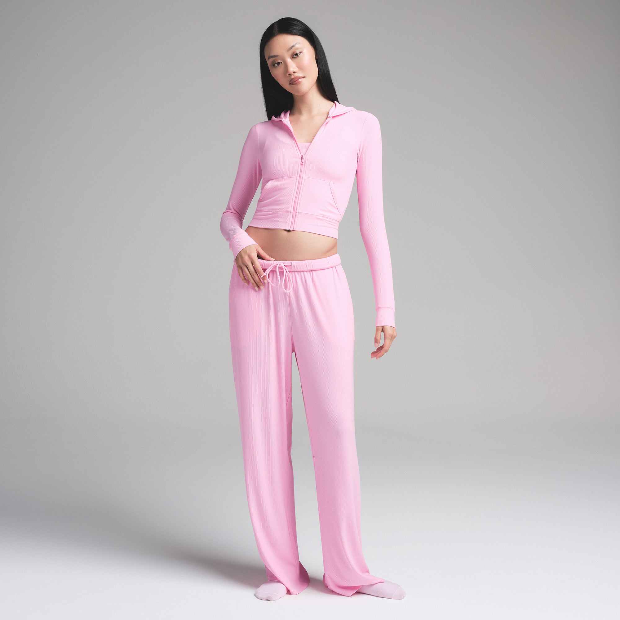 SOFT LOUNGE ZIP UP HOODIE | BUBBLE GUM