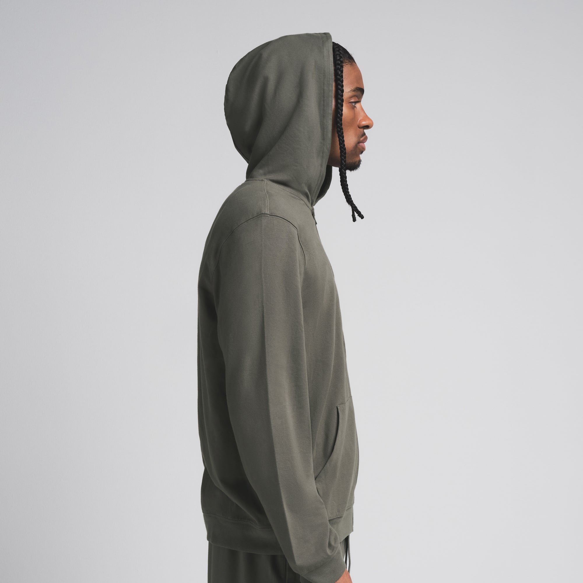 JERSEY LOUNGE MENS ZIP UP HOODIE | BASIL - Image 2