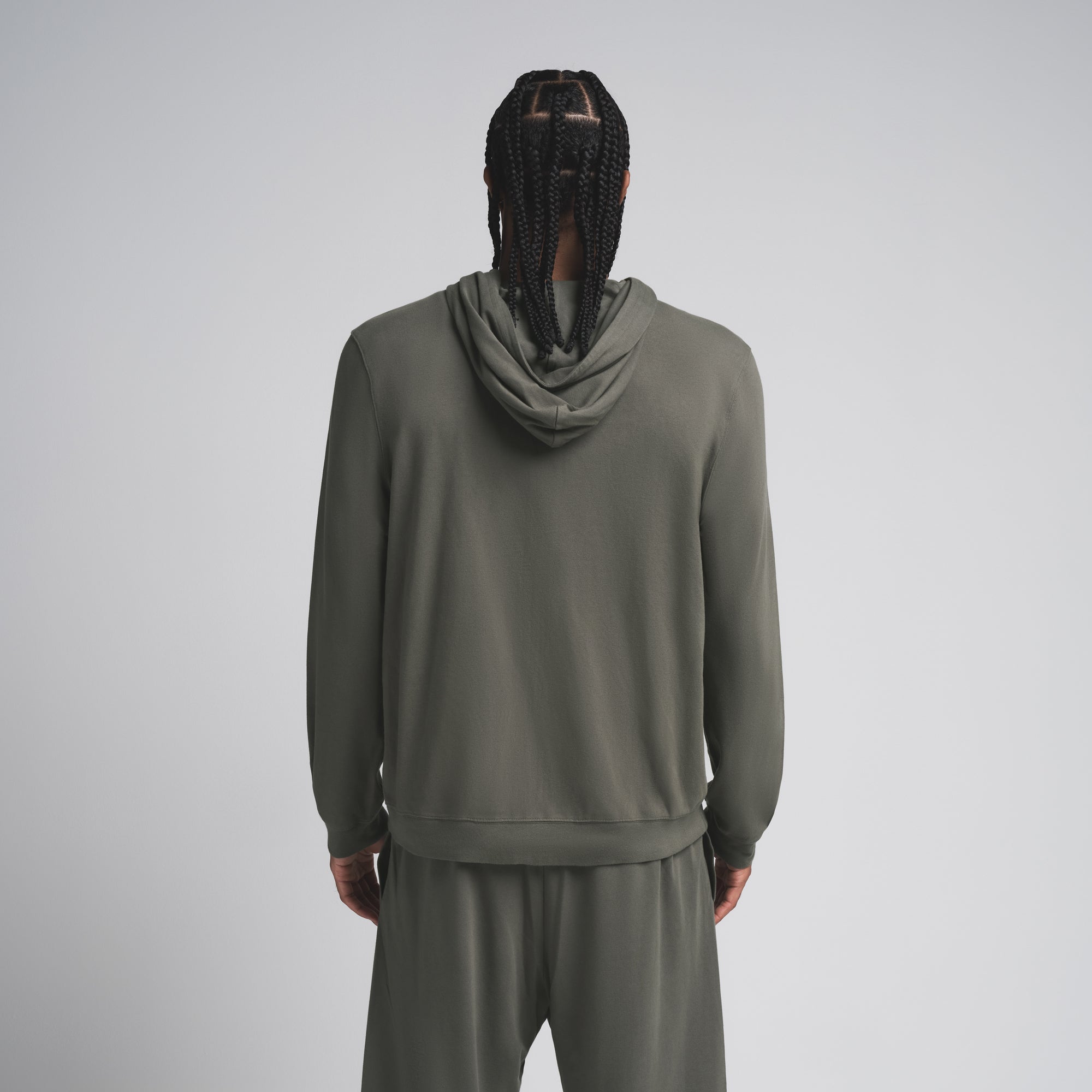 JERSEY LOUNGE MENS ZIP UP HOODIE | BASIL - Image 4