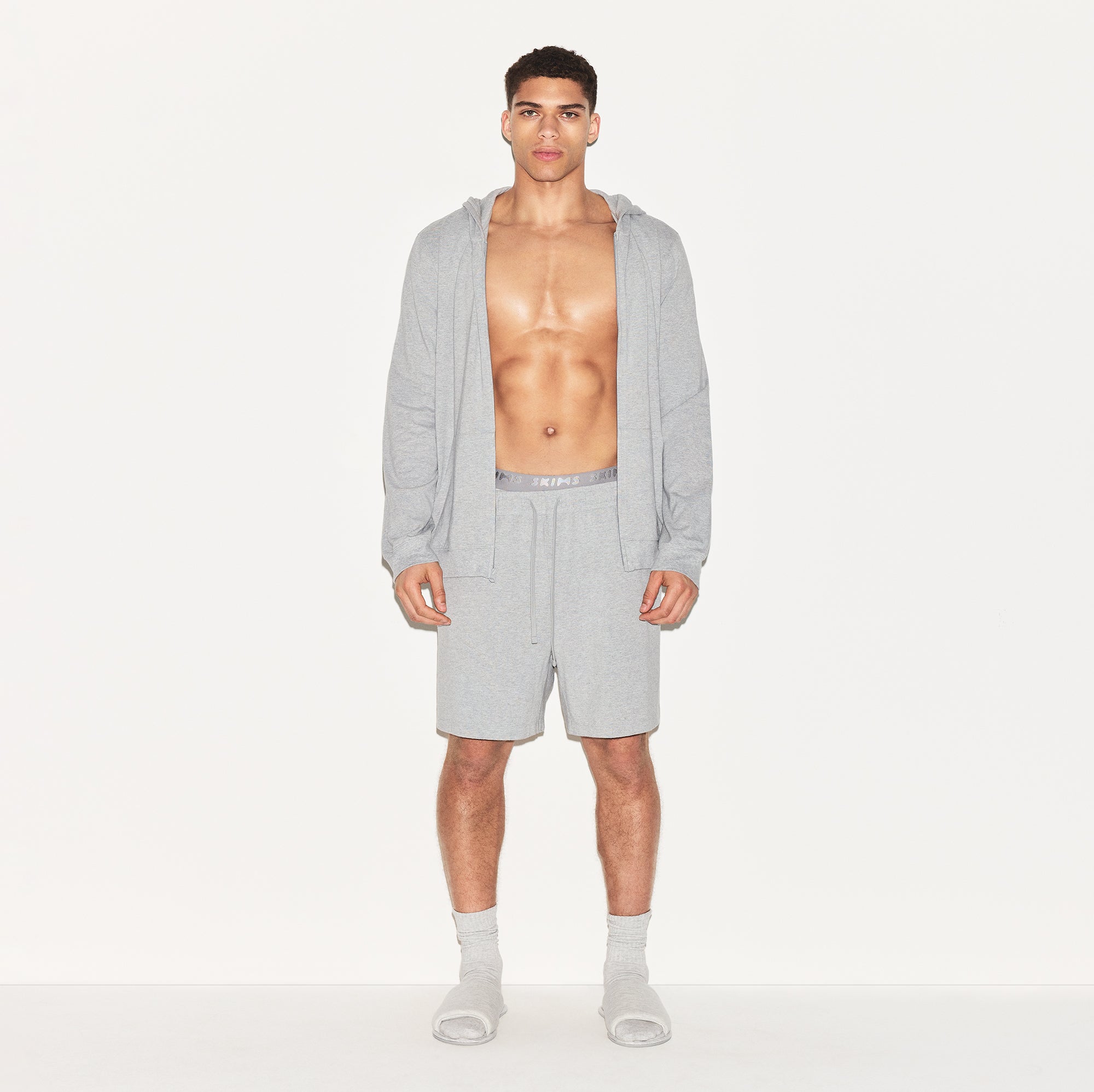 JERSEY LOUNGE MENS ZIP UP HOODIE | HEATHER GREY