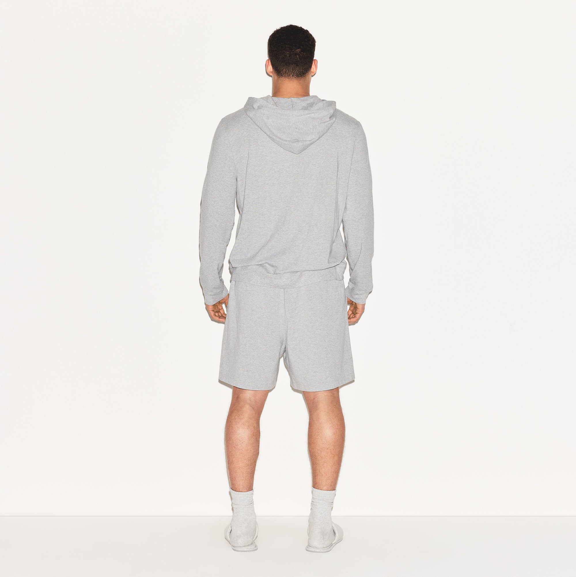 JERSEY LOUNGE MENS ZIP UP HOODIE | HEATHER GREY - Image 6