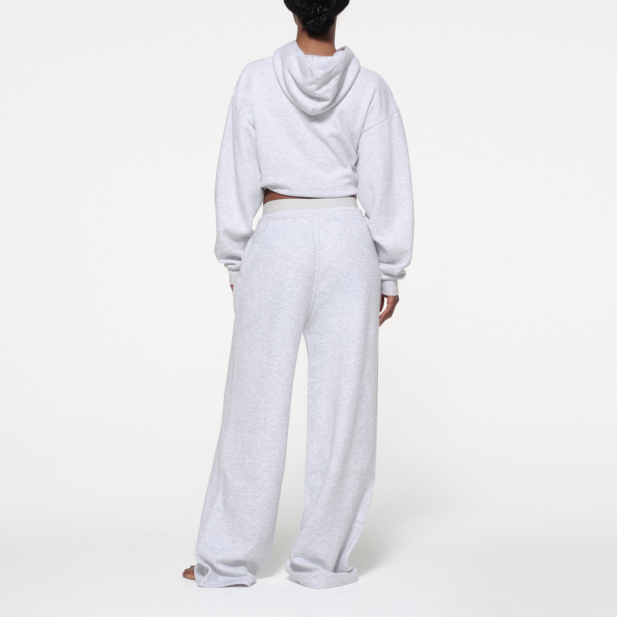 COTTON FLEECE OVERSIZED DOUBLE WAISTBAND PANT | LIGHT HEATHER GREY - Image 3
