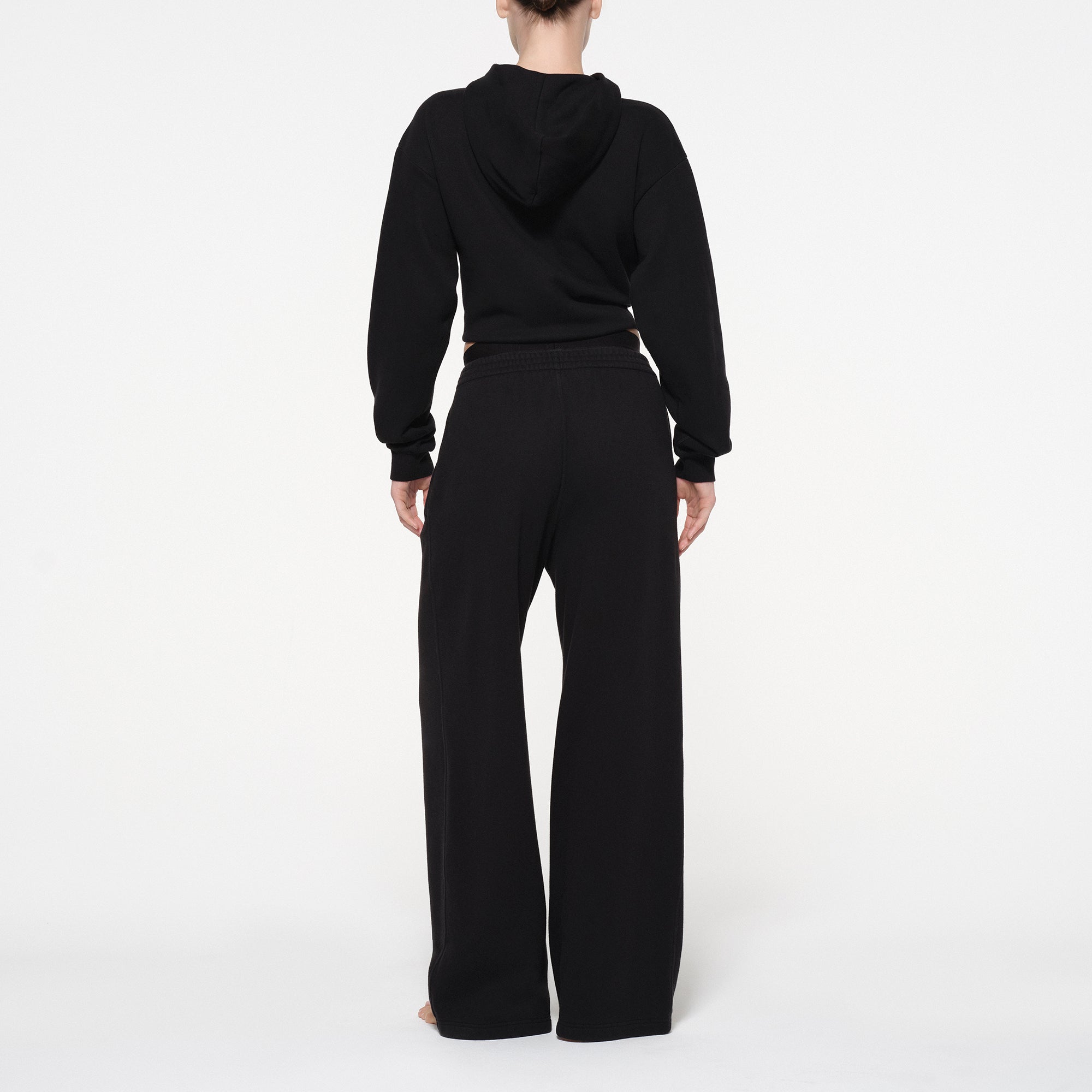 COTTON FLEECE OVERSIZED DOUBLE WAISTBAND PANT | ONYX - Image 3