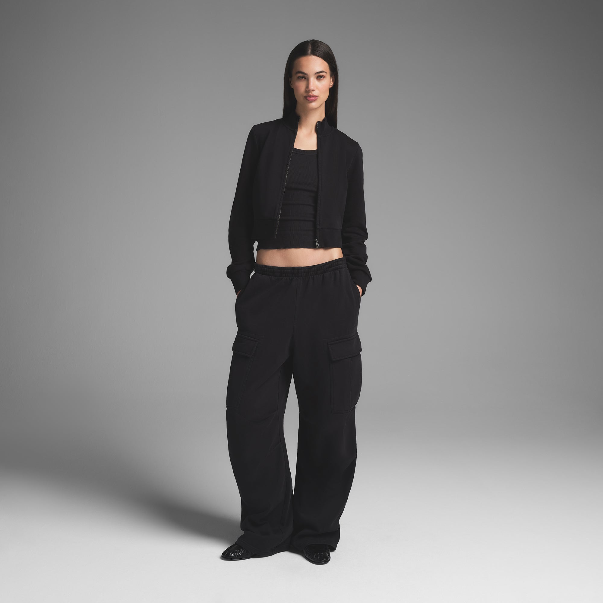 BOYFRIEND FLEECE CARGO PANT | WASHED ONYX
