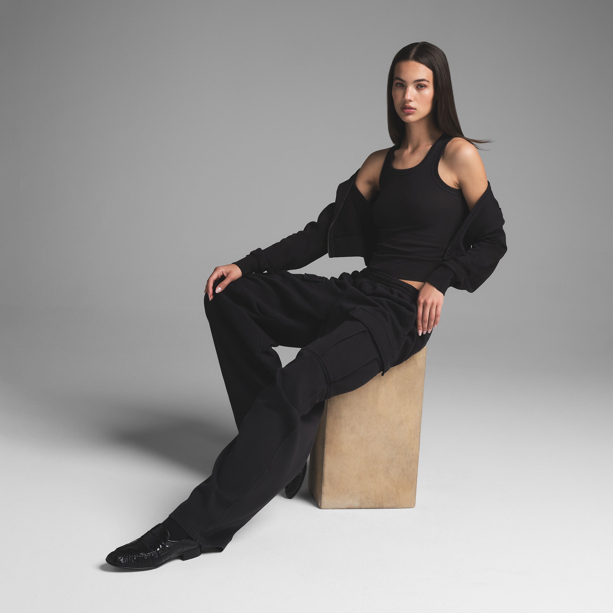 BOYFRIEND FLEECE CARGO PANT | WASHED ONYX - Image 2