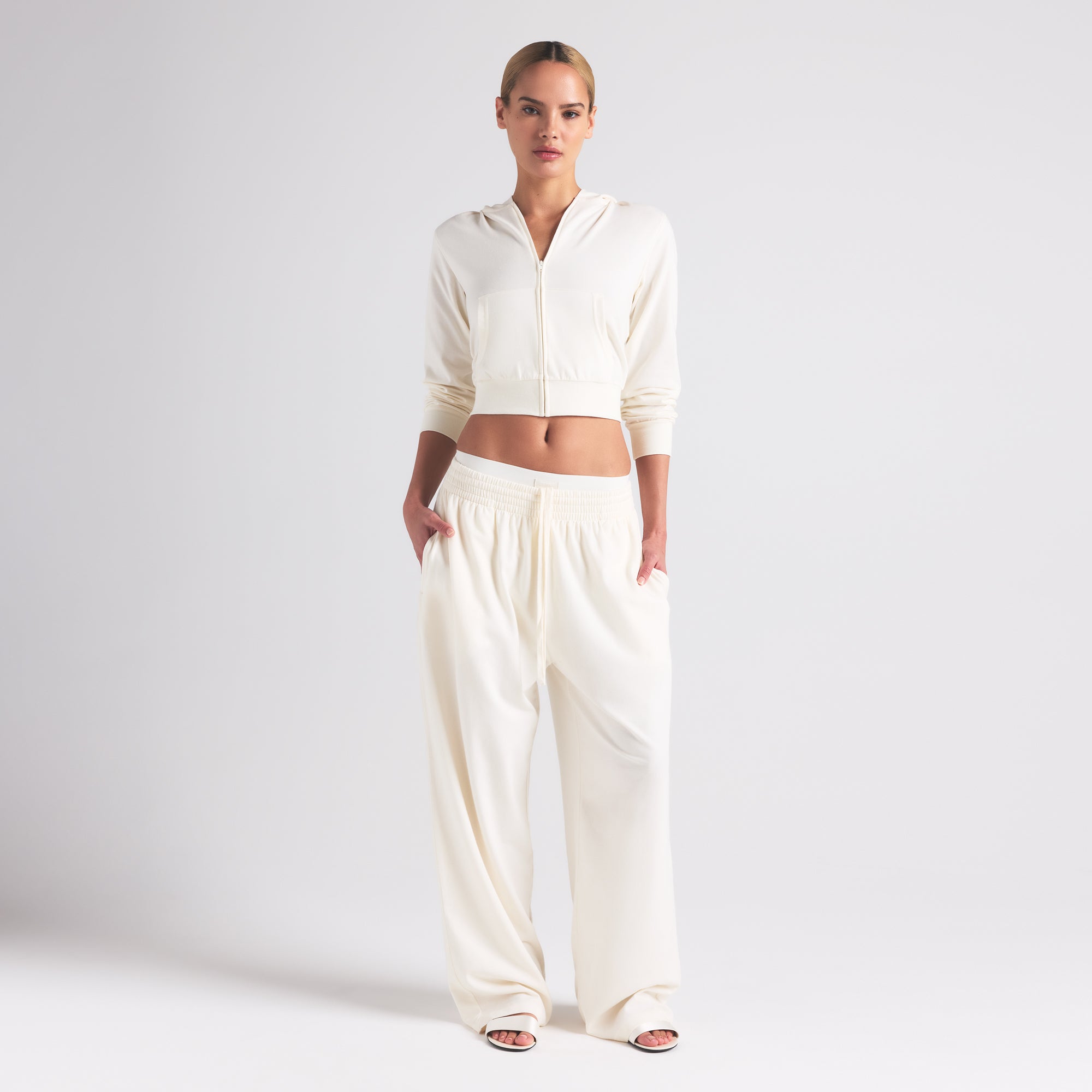 COTTON JERSEY WIDE LEG PANT | MARBLE