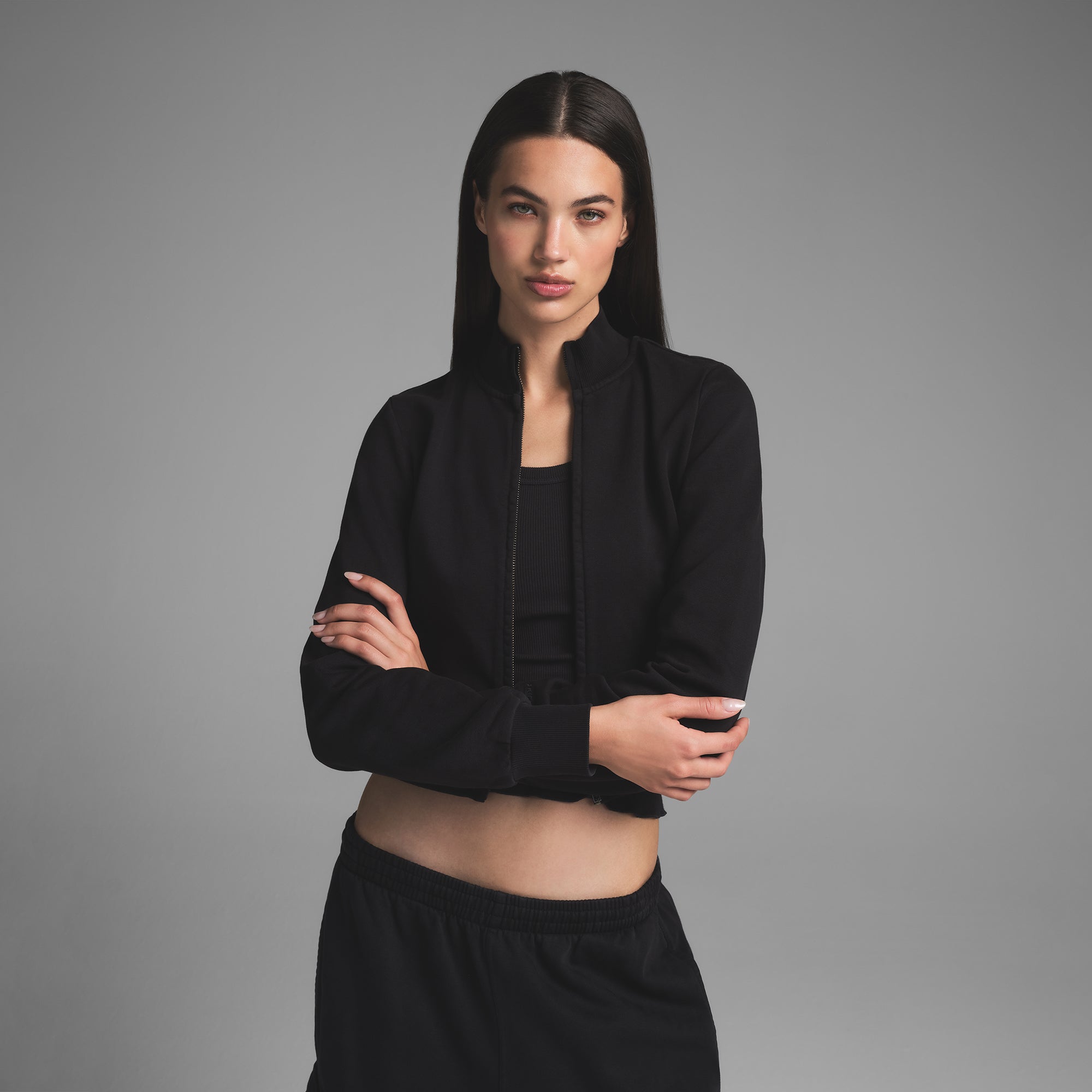 BOYFRIEND FLEECE TRACK JACKET | WASHED ONYX - Image 2