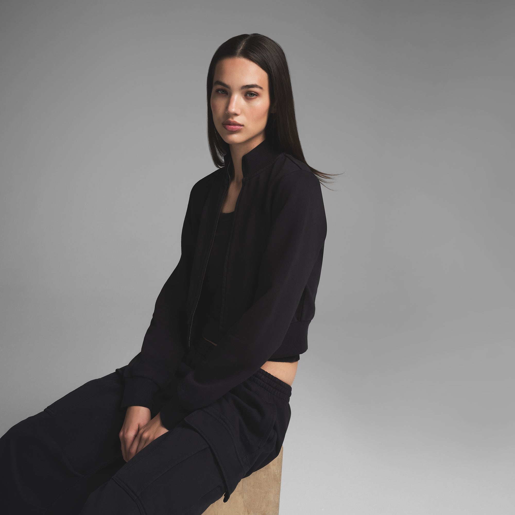 BOYFRIEND FLEECE TRACK JACKET | WASHED ONYX - Image 3