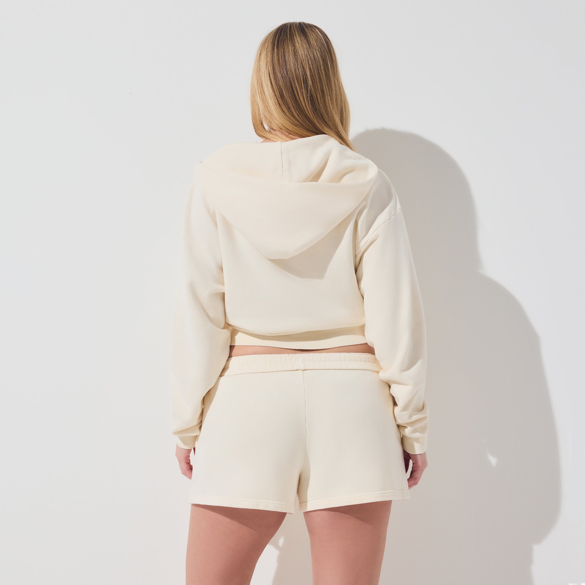 FRENCH TERRY ZIP UP HOODIE | ECRU - Image 4