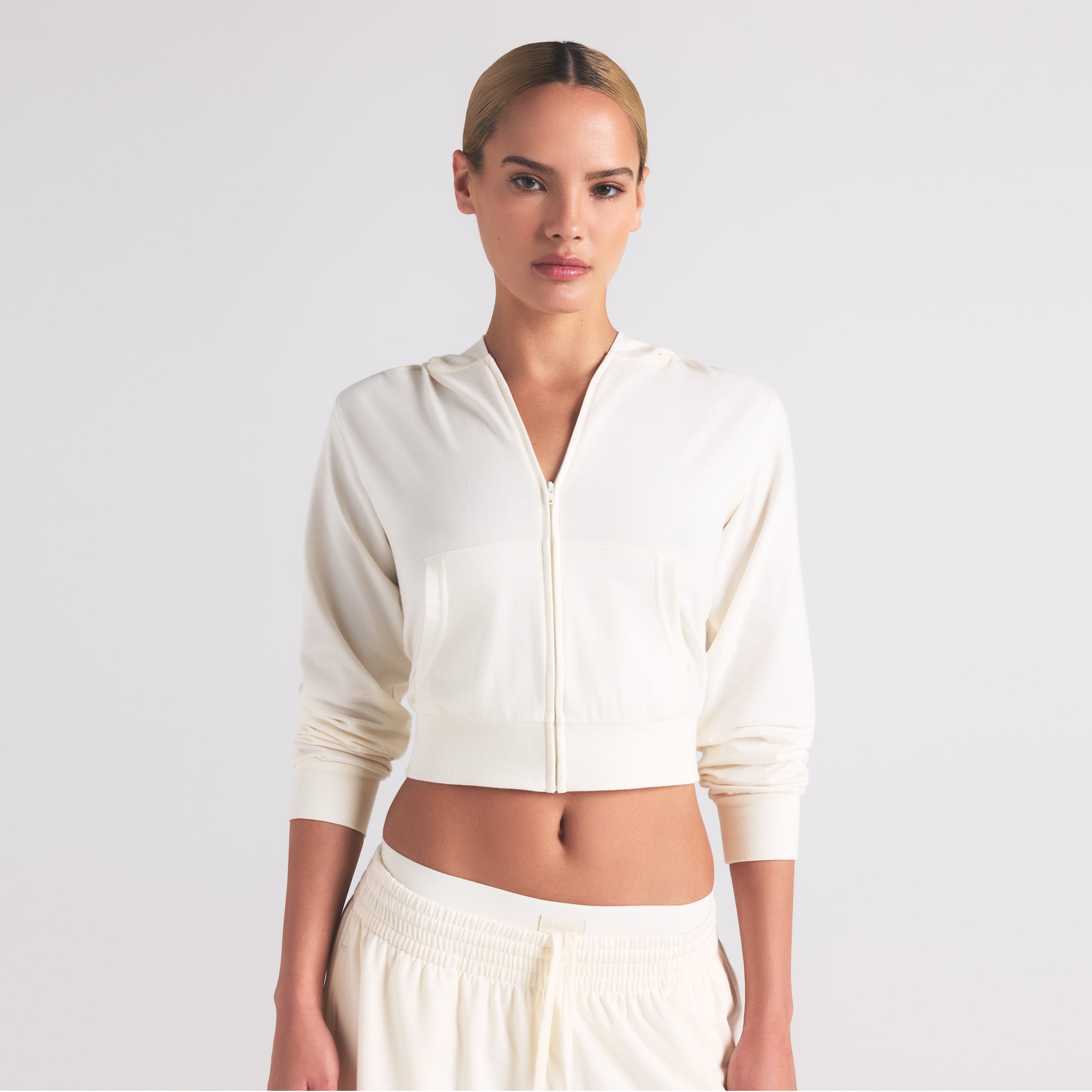 COTTON JERSEY ZIP UP HOODIE | MARBLE