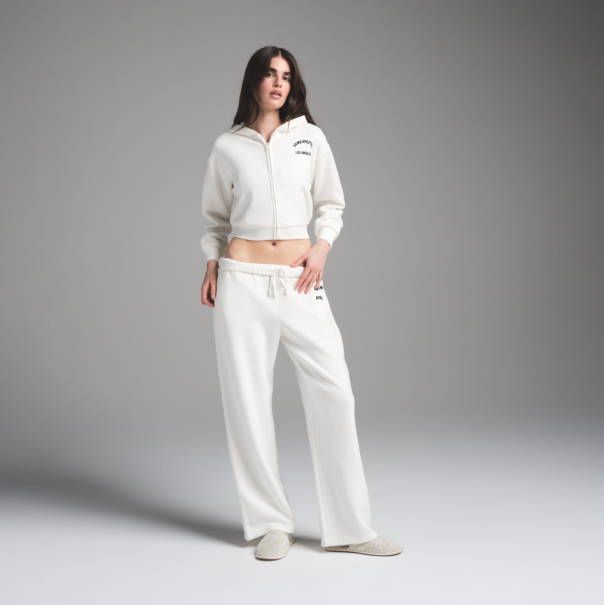 COTTON FLEECE SHRUNKEN ZIP UP HOODIE | MARBLE GRAPHIC - Image 3